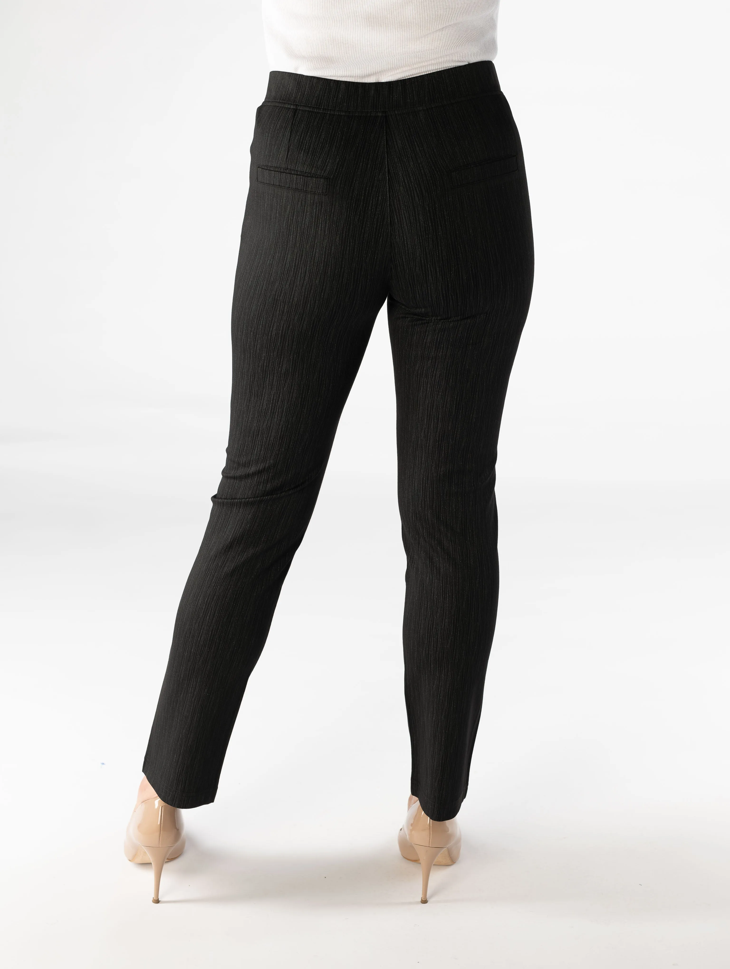29" Leg printed trouser with trim detail- Black