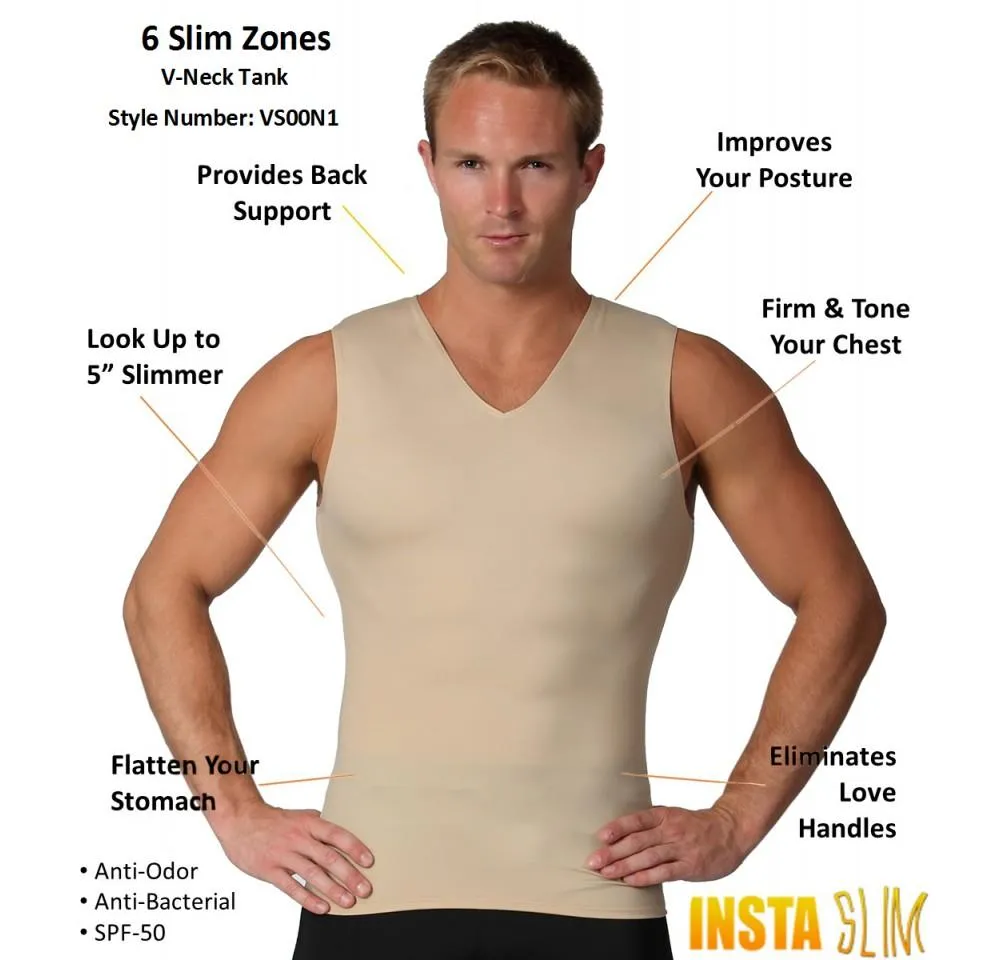 3 Pack Insta Slim High Compression Sleeveless V-Neck Tank VS00N3