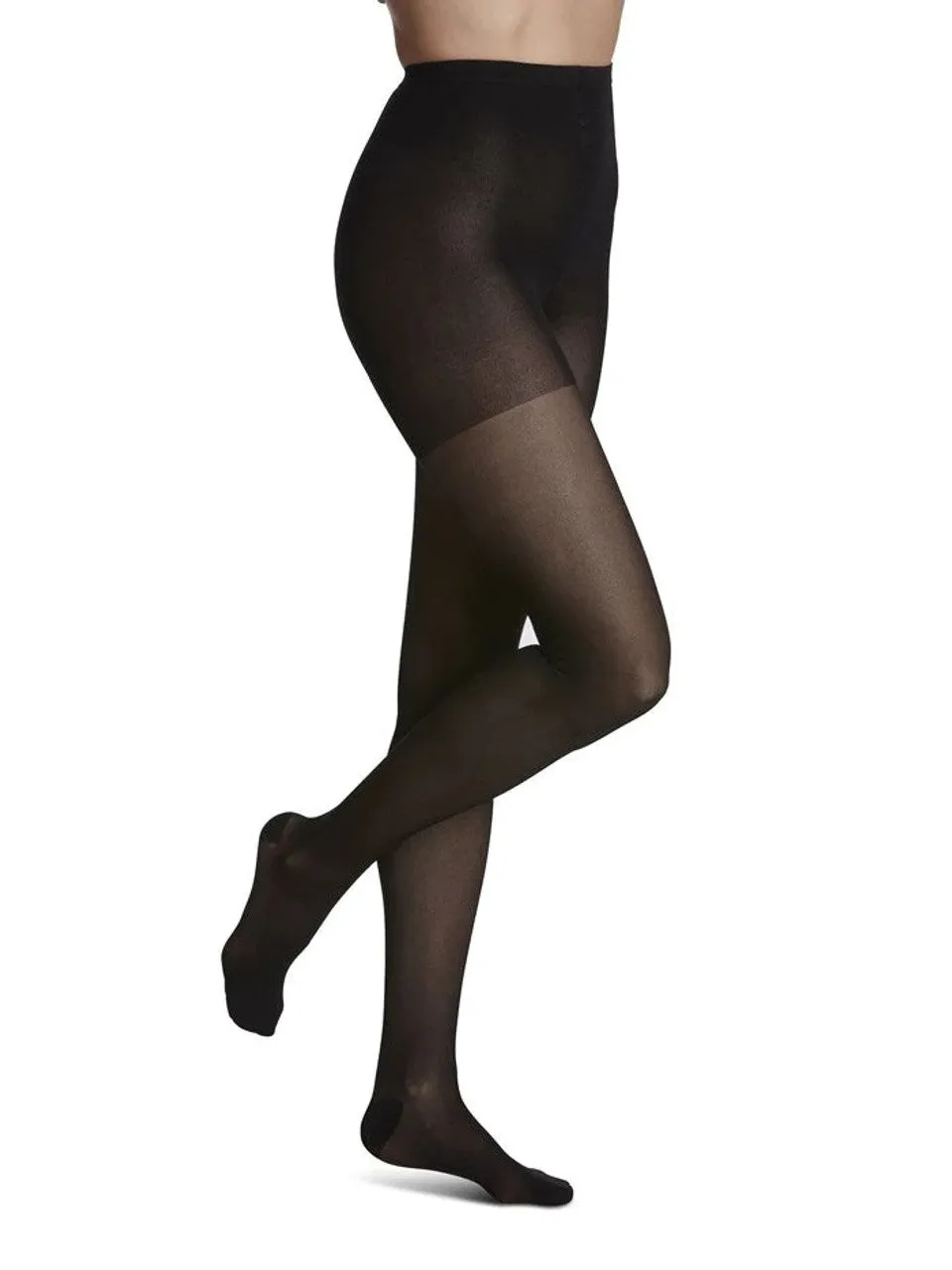 781P Style Sheer Pantyhose, 15-20mmHg, Women's, Large, Short, Black