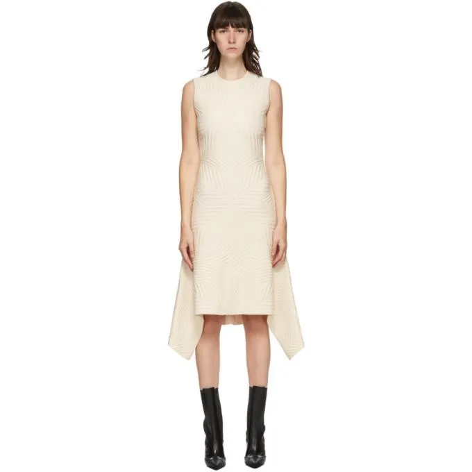 Alexander McQueen Off-White Quilted Knit Dress