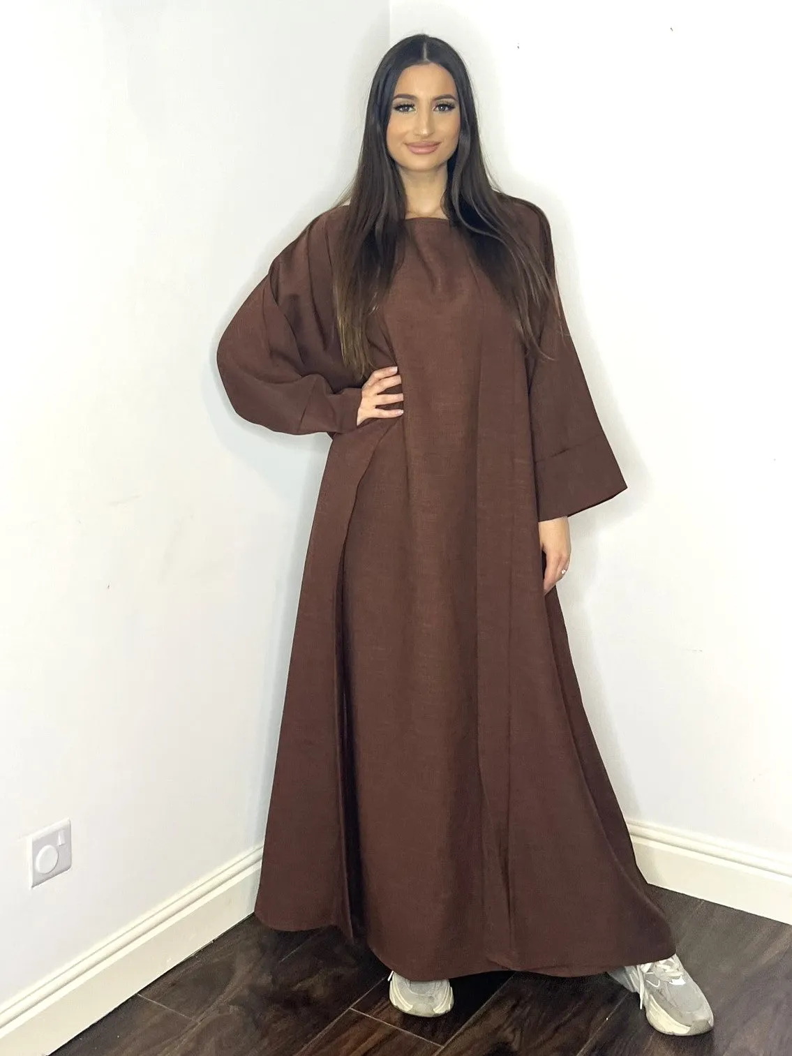 Alya 2 Piece Abaya - Chocolate Brown