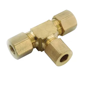 Anderson Metals 750064-04 Pipe Tee, 1/4 in, Compression, Brass, 300 psi Pressure