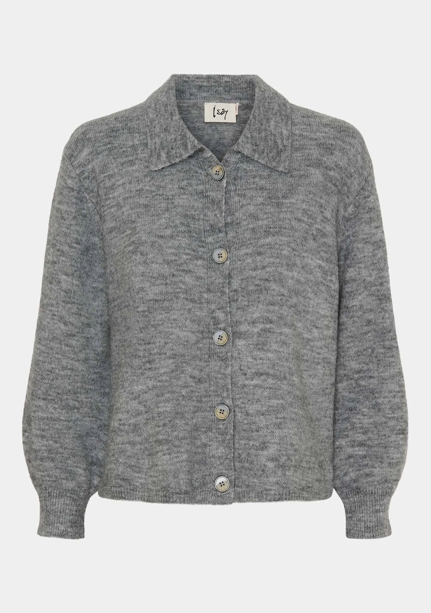 Anna Colar Cardigan - Grey Melange