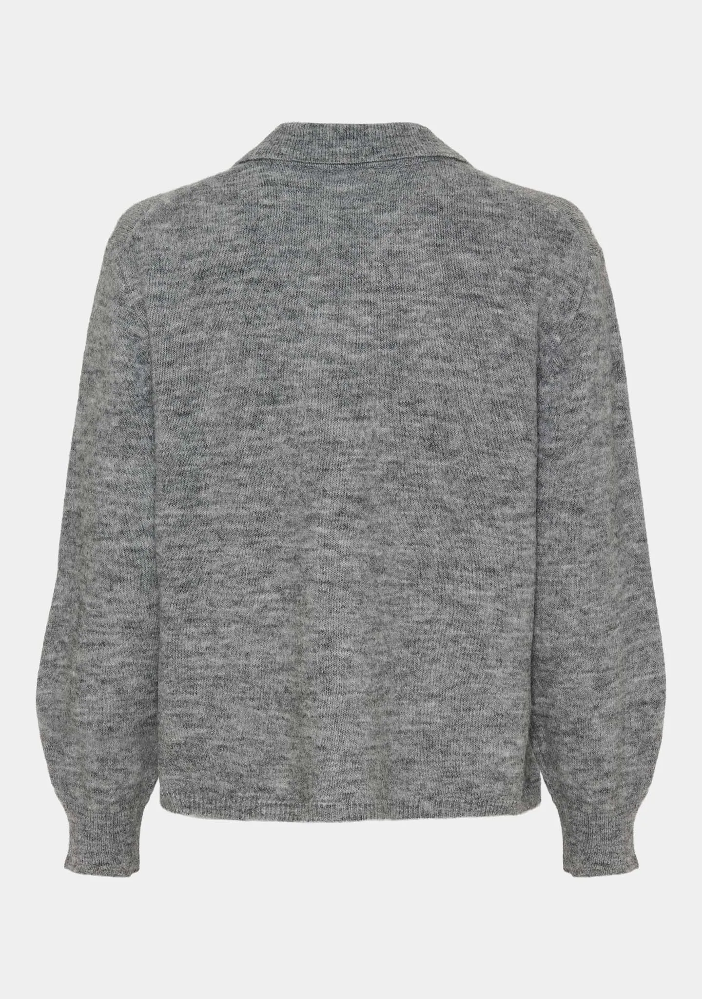 Anna Colar Cardigan - Grey Melange