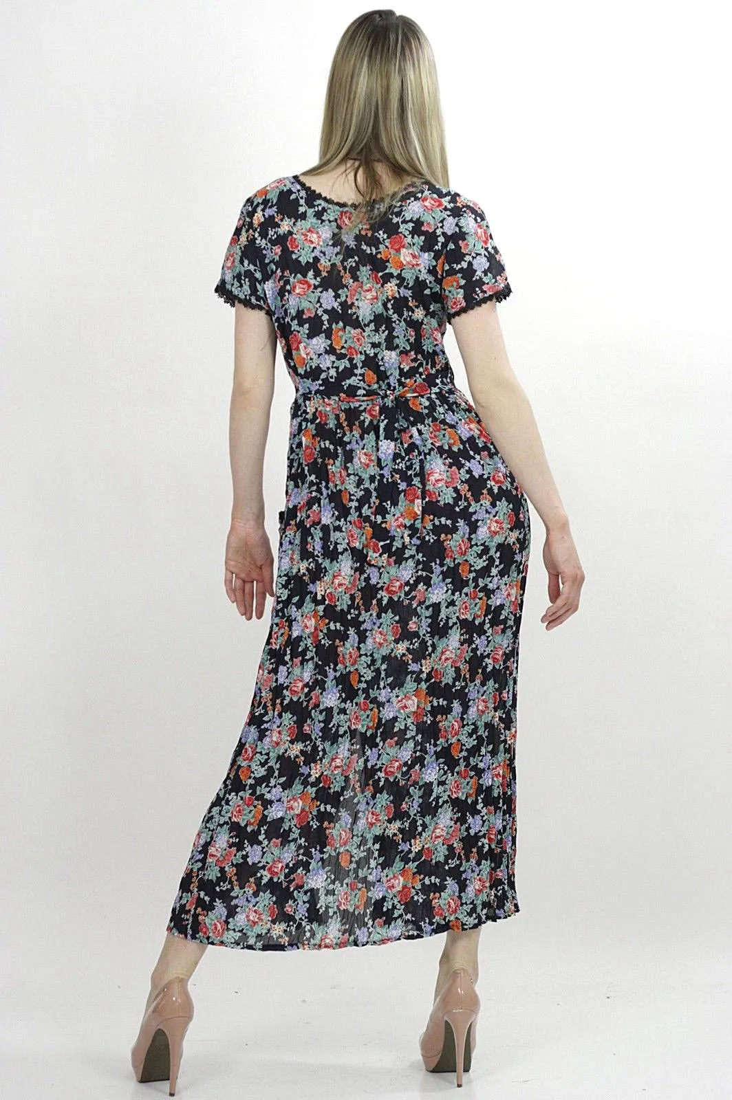Authentic vintage 70s 1970s boho hippie  floral maxi dress M