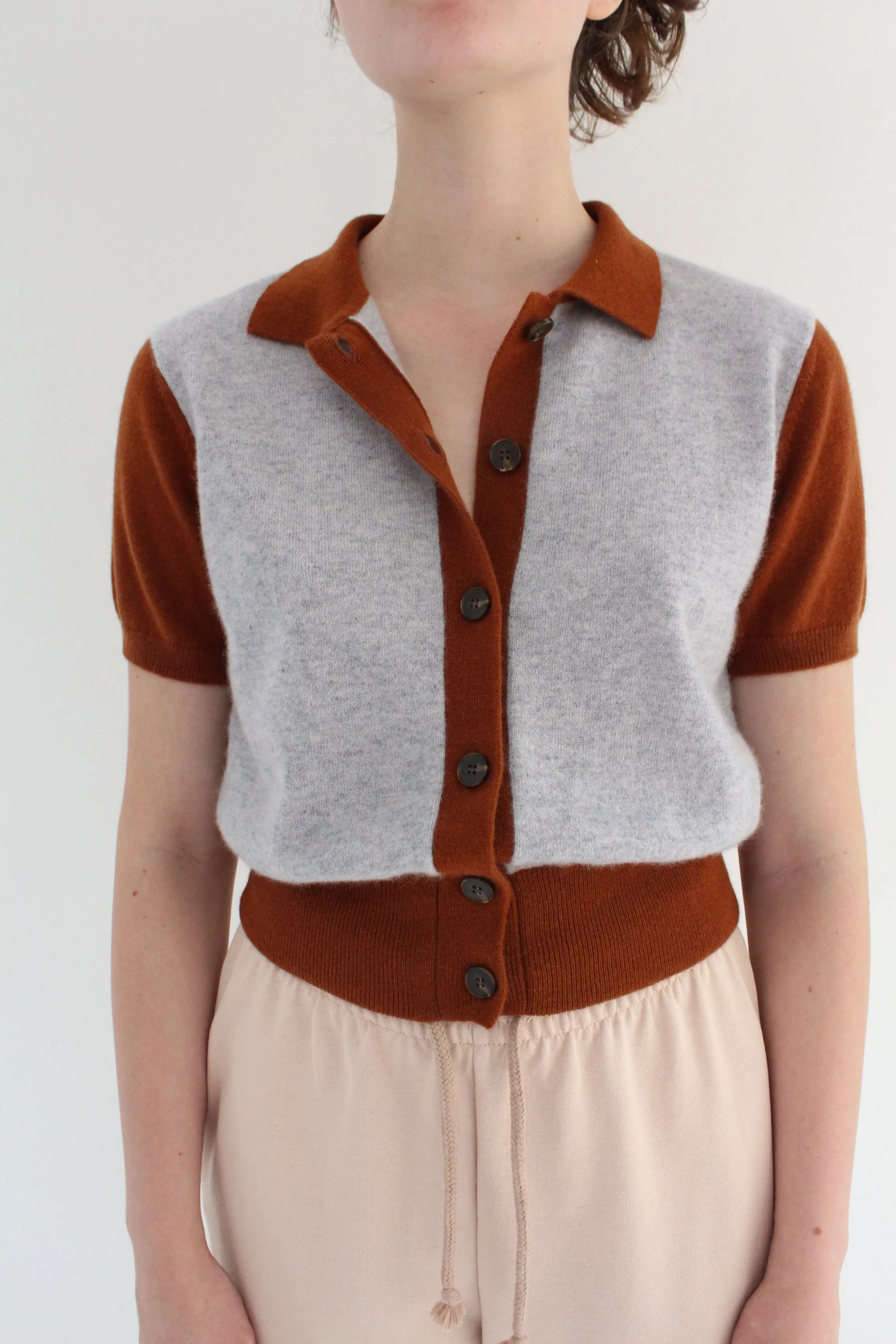 Beklina Fern Sweater Blouse Grey/Chocolate