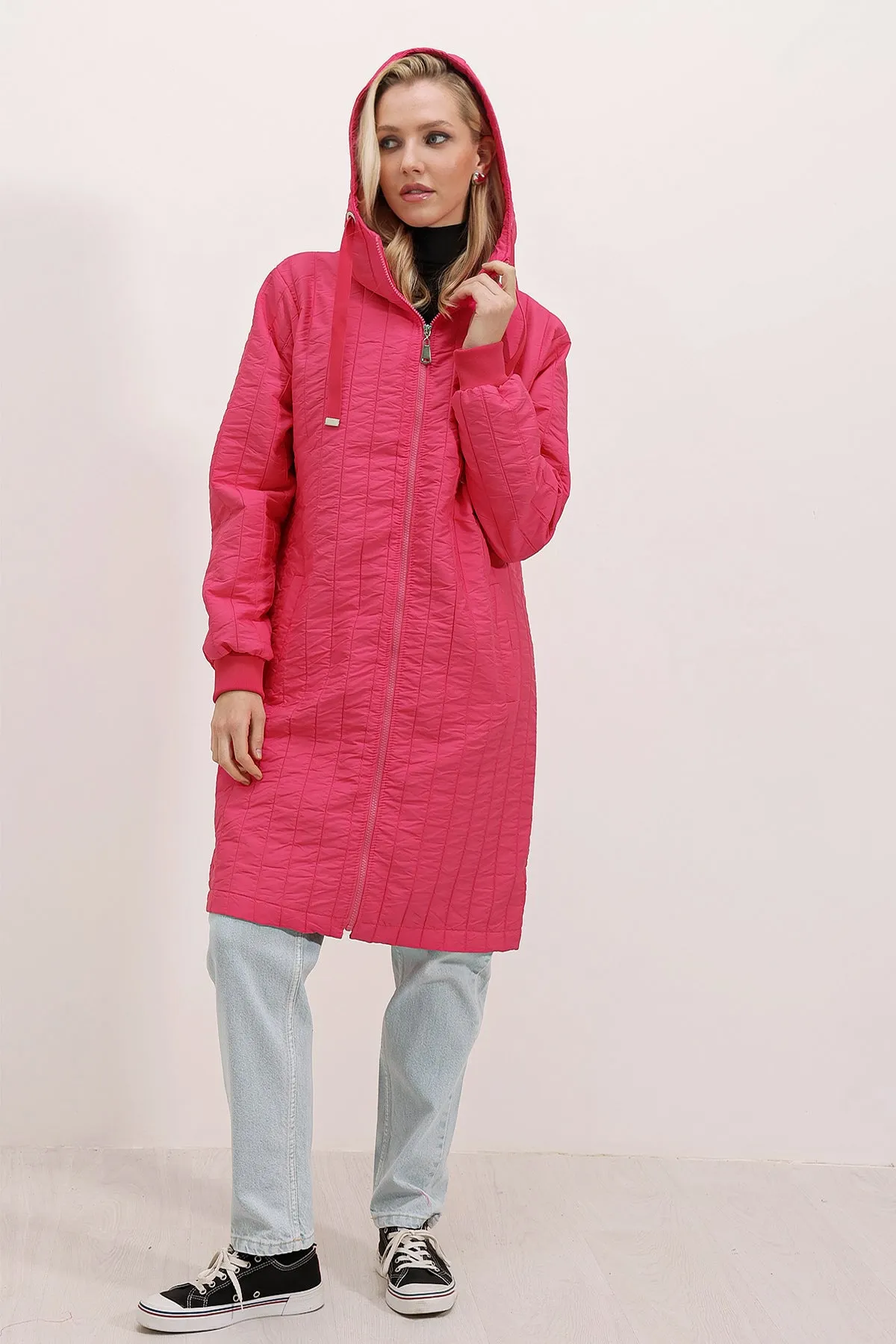 BGD Women Quilted Long Coat - Claret - Avondale