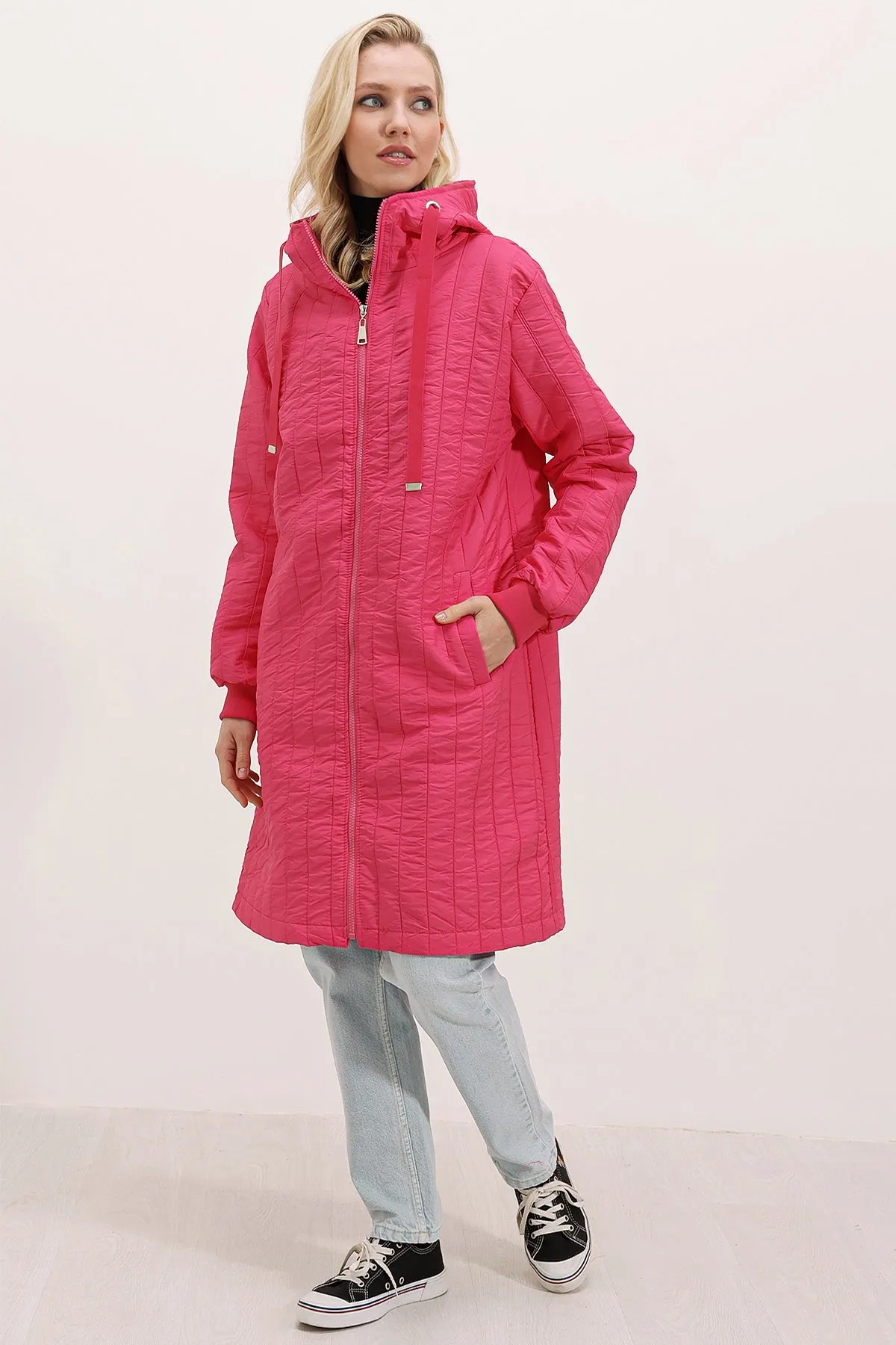 BGD Women Quilted Long Coat - Claret - Avondale