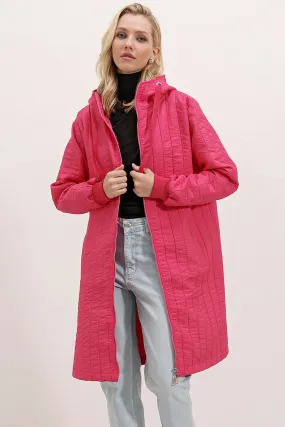 BGD Women Quilted Long Coat - Claret - Avondale