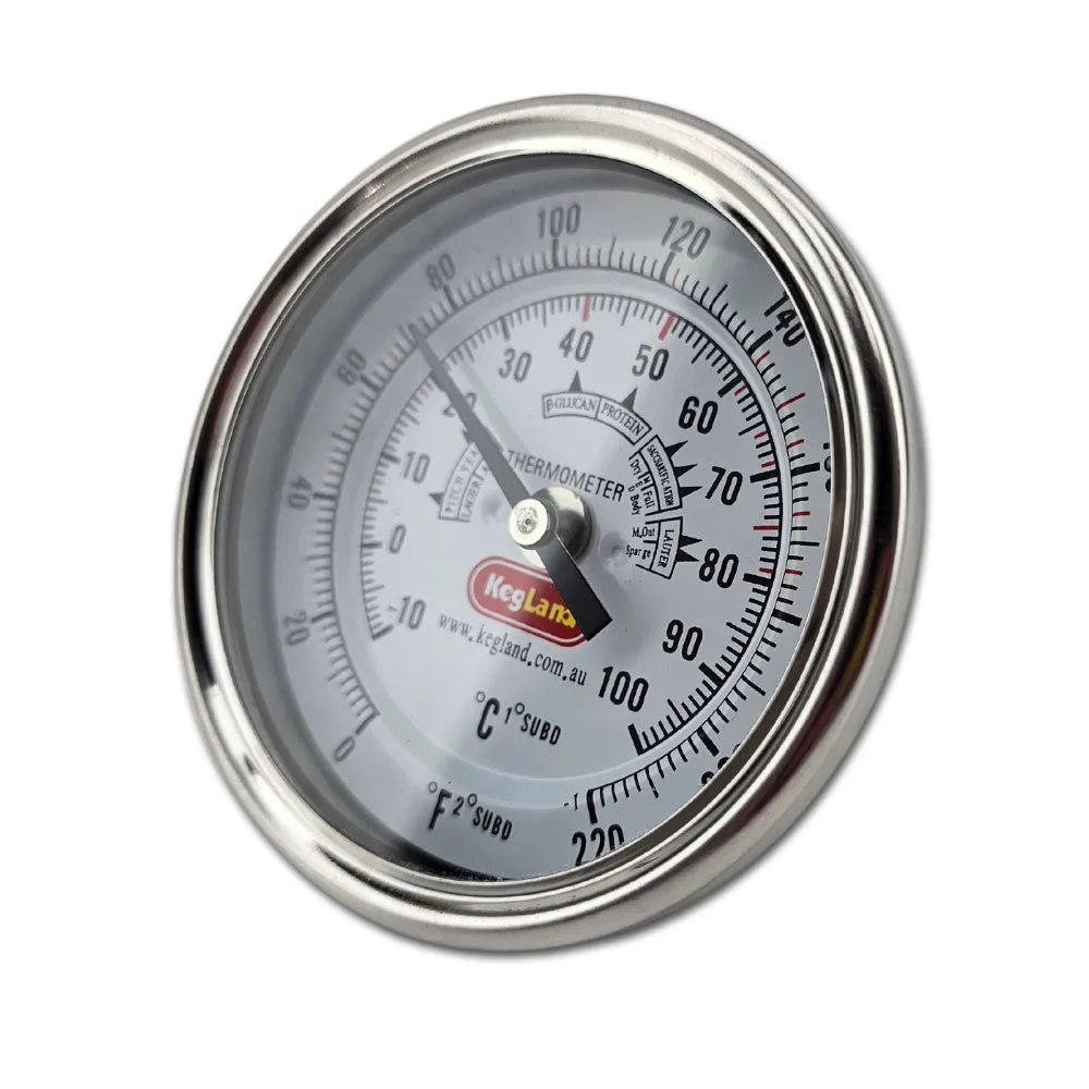 Bi-Metal 3 Inch Dial Weldless Thermometer - Short Stem