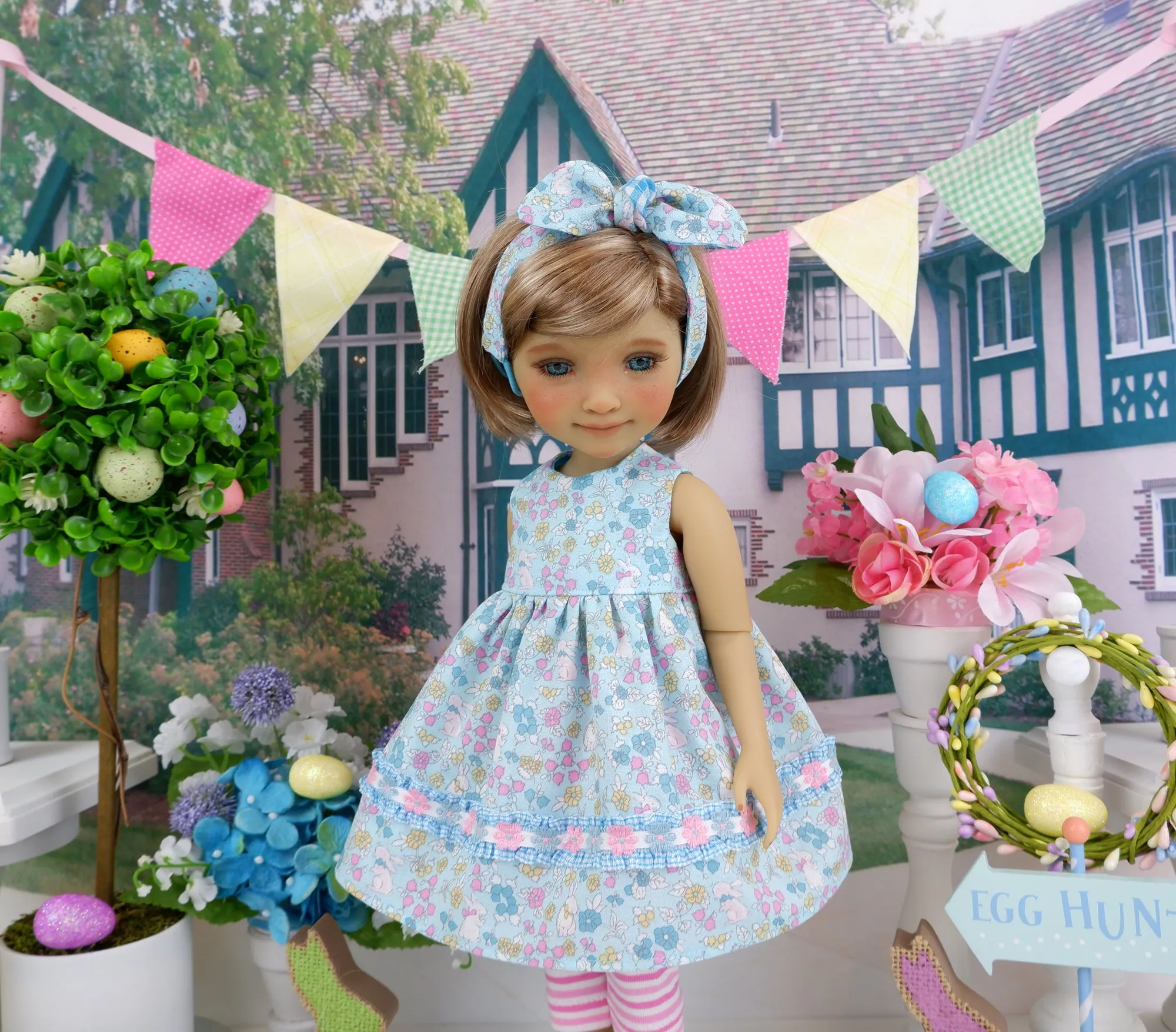 Bitty Garden Bunny - dress and leggings with shoes for Ruby Red Fashion Friends doll