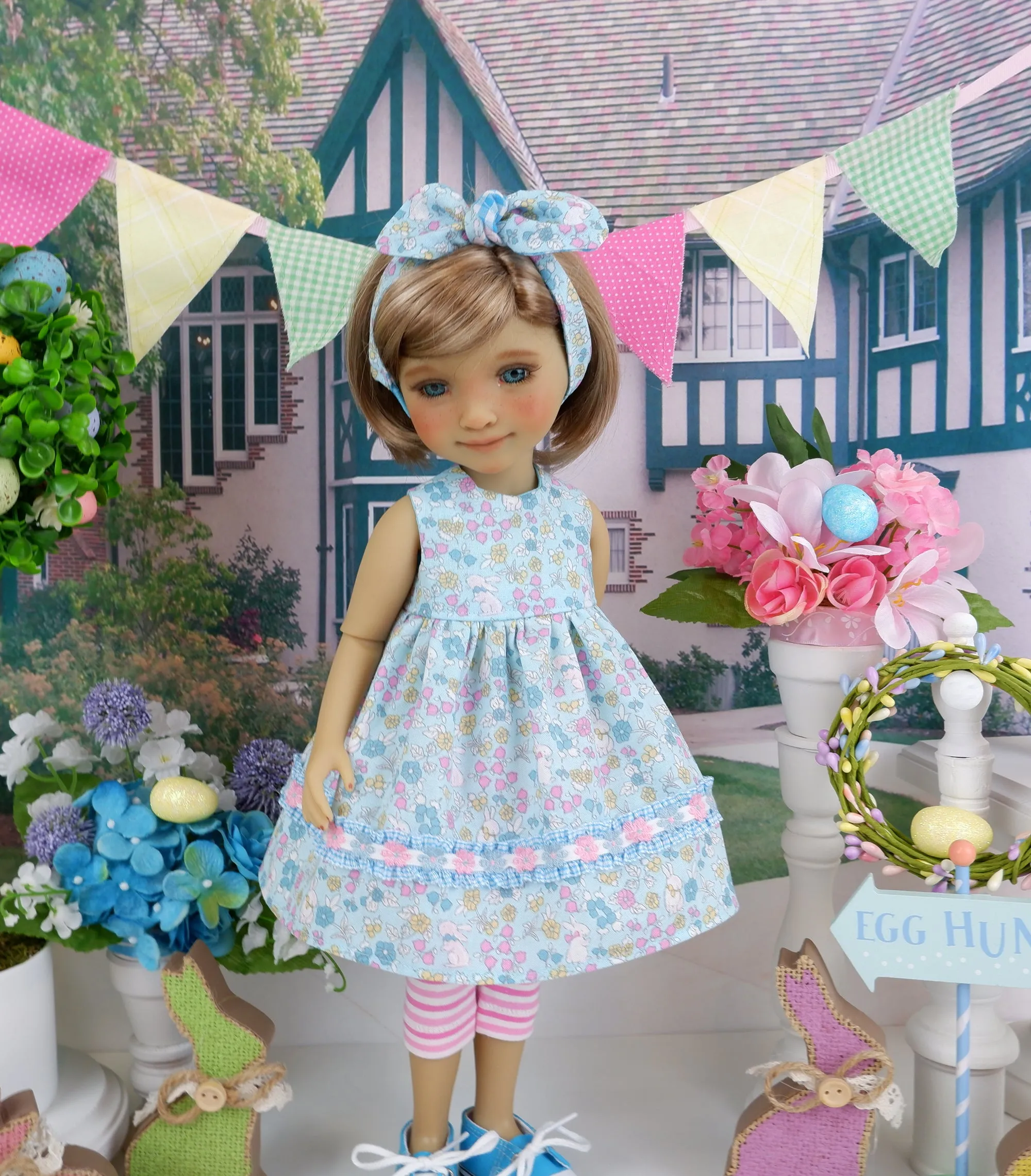 Bitty Garden Bunny - dress and leggings with shoes for Ruby Red Fashion Friends doll