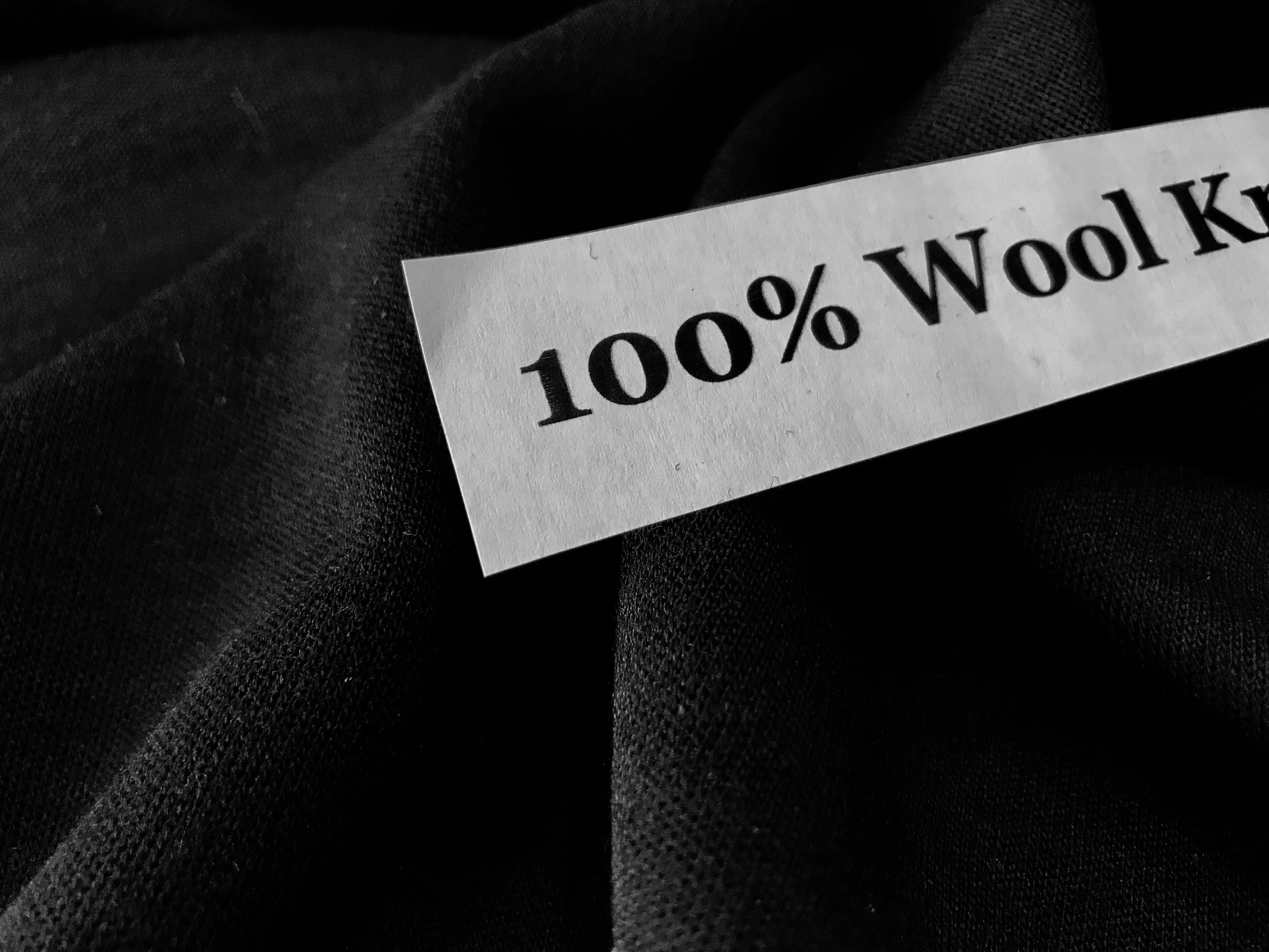 Black 100% Wool Double Knit.    1/4 Metre Price