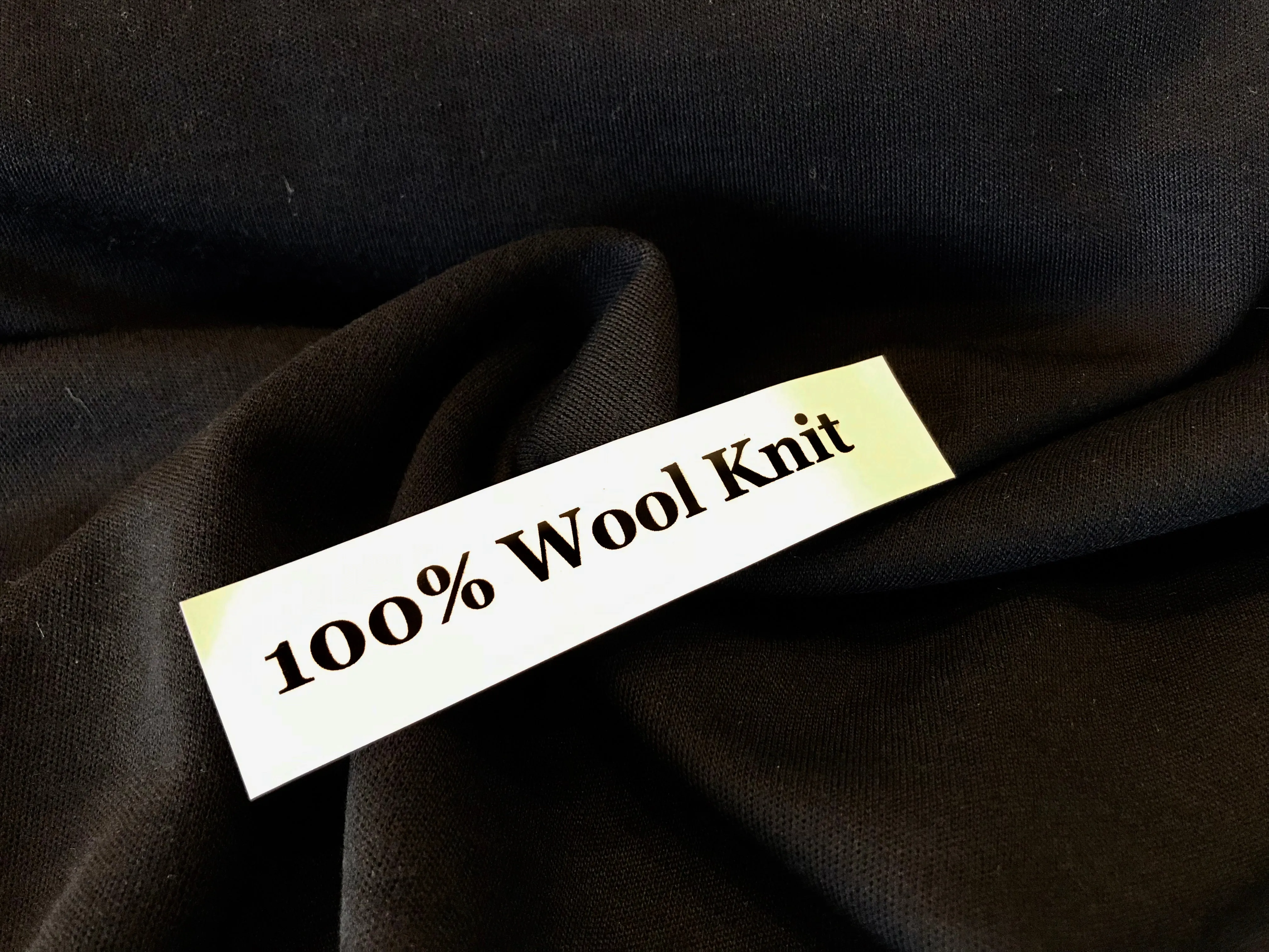 Black 100% Wool Double Knit.    1/4 Metre Price