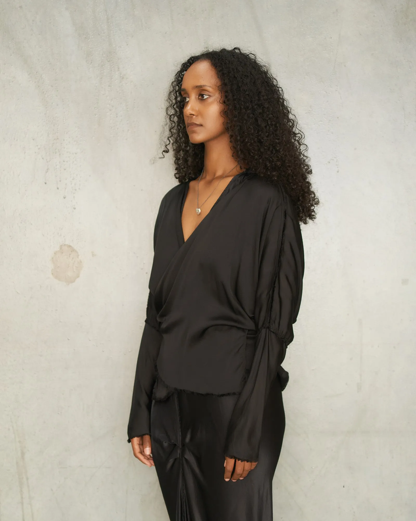 Black Wrap Blouse
