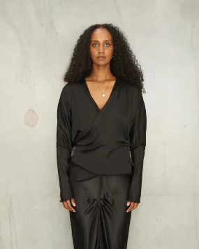 Black Wrap Blouse