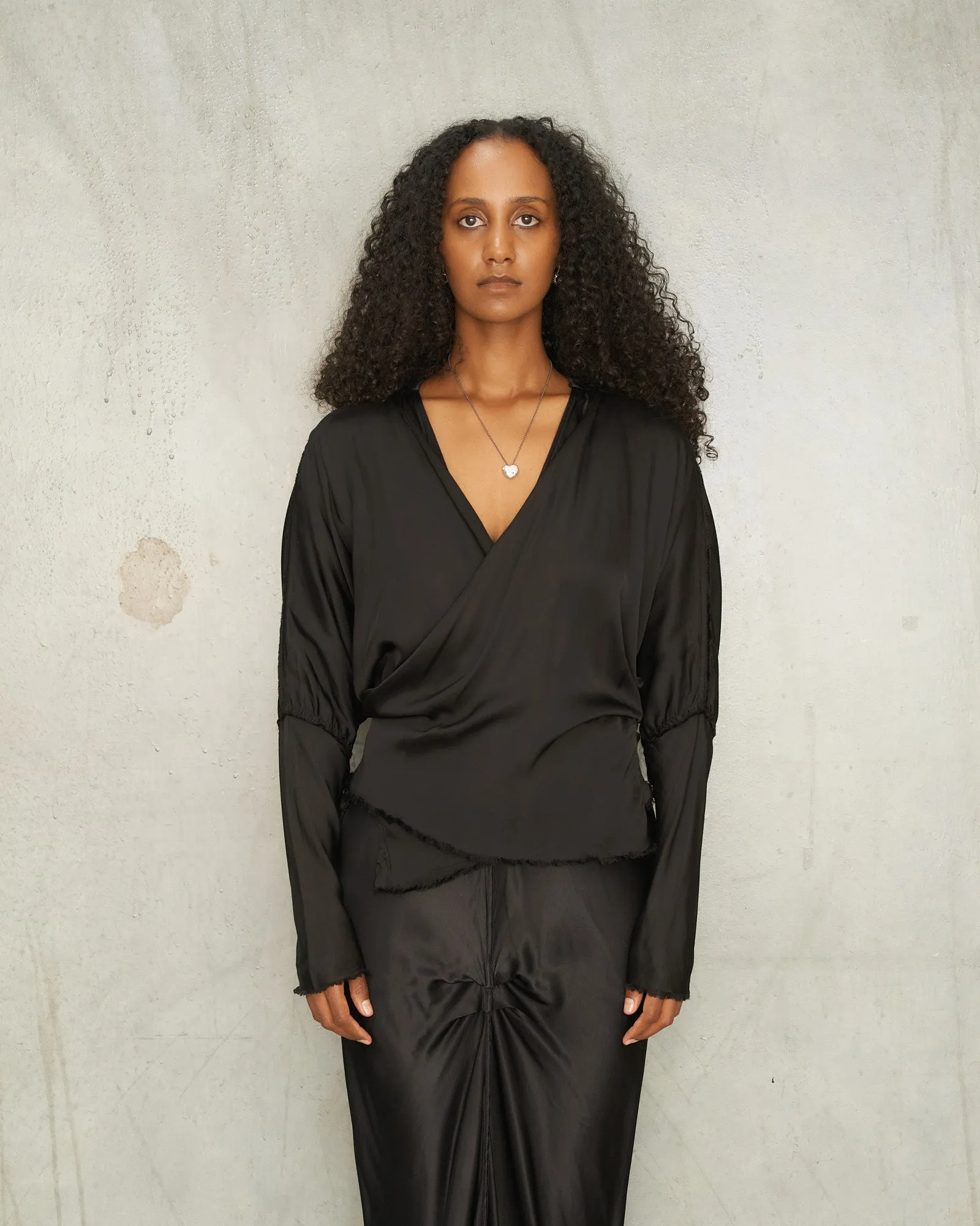 Black Wrap Blouse