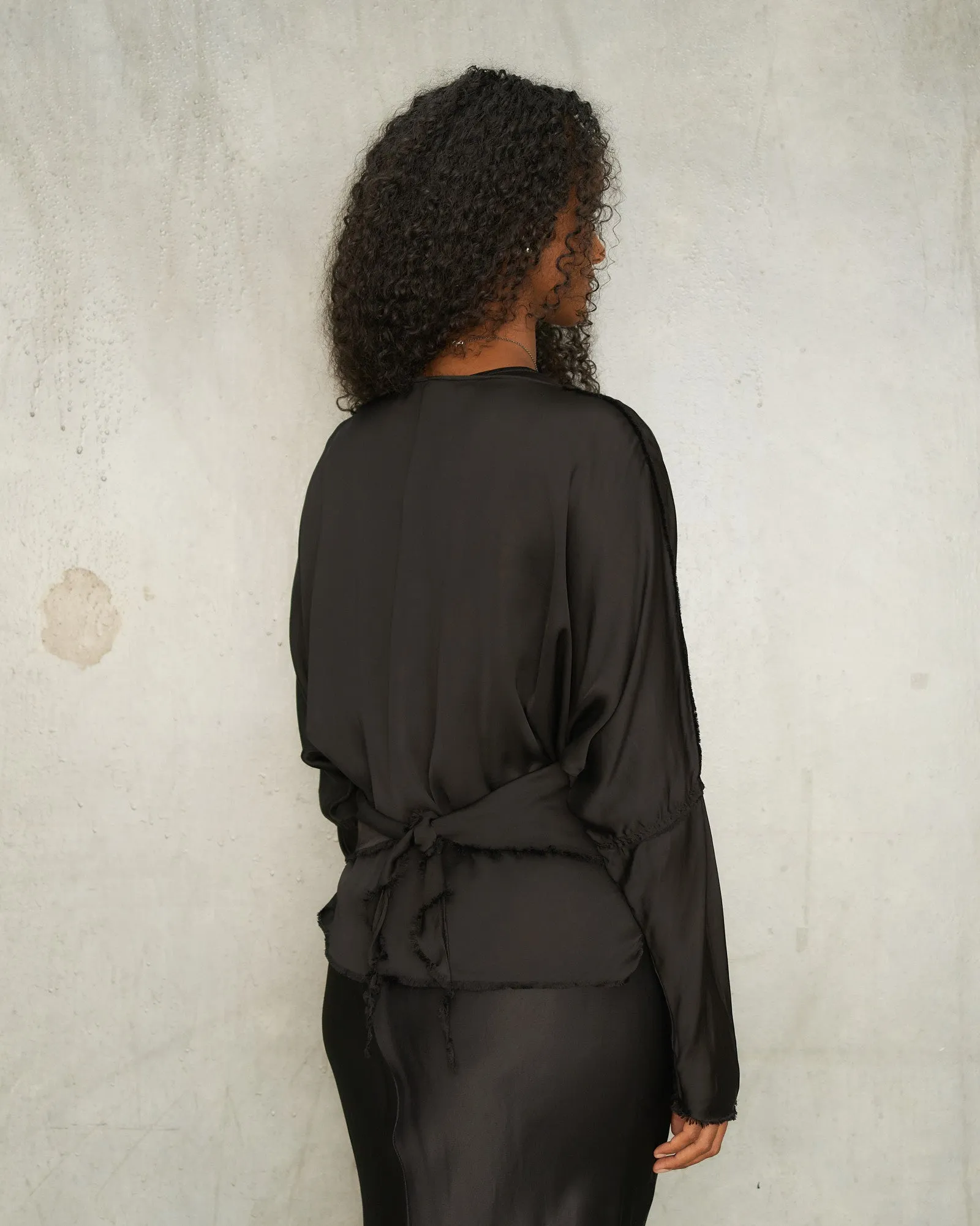 Black Wrap Blouse