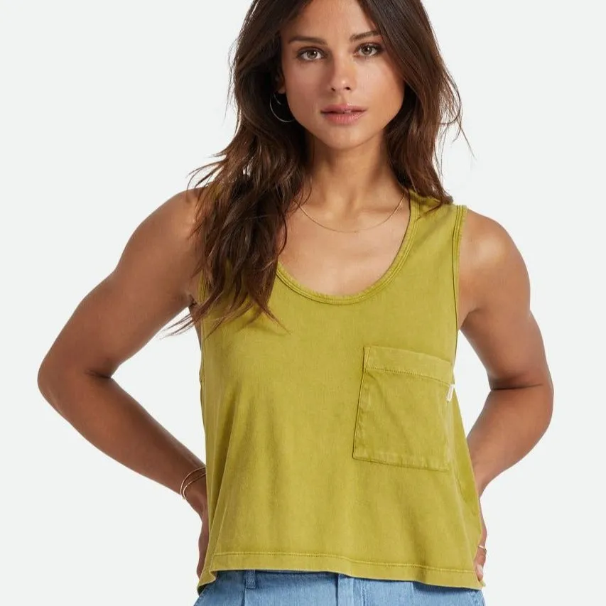 BRIXTON WOMENS CAREFREE POCKET TANK MOSS