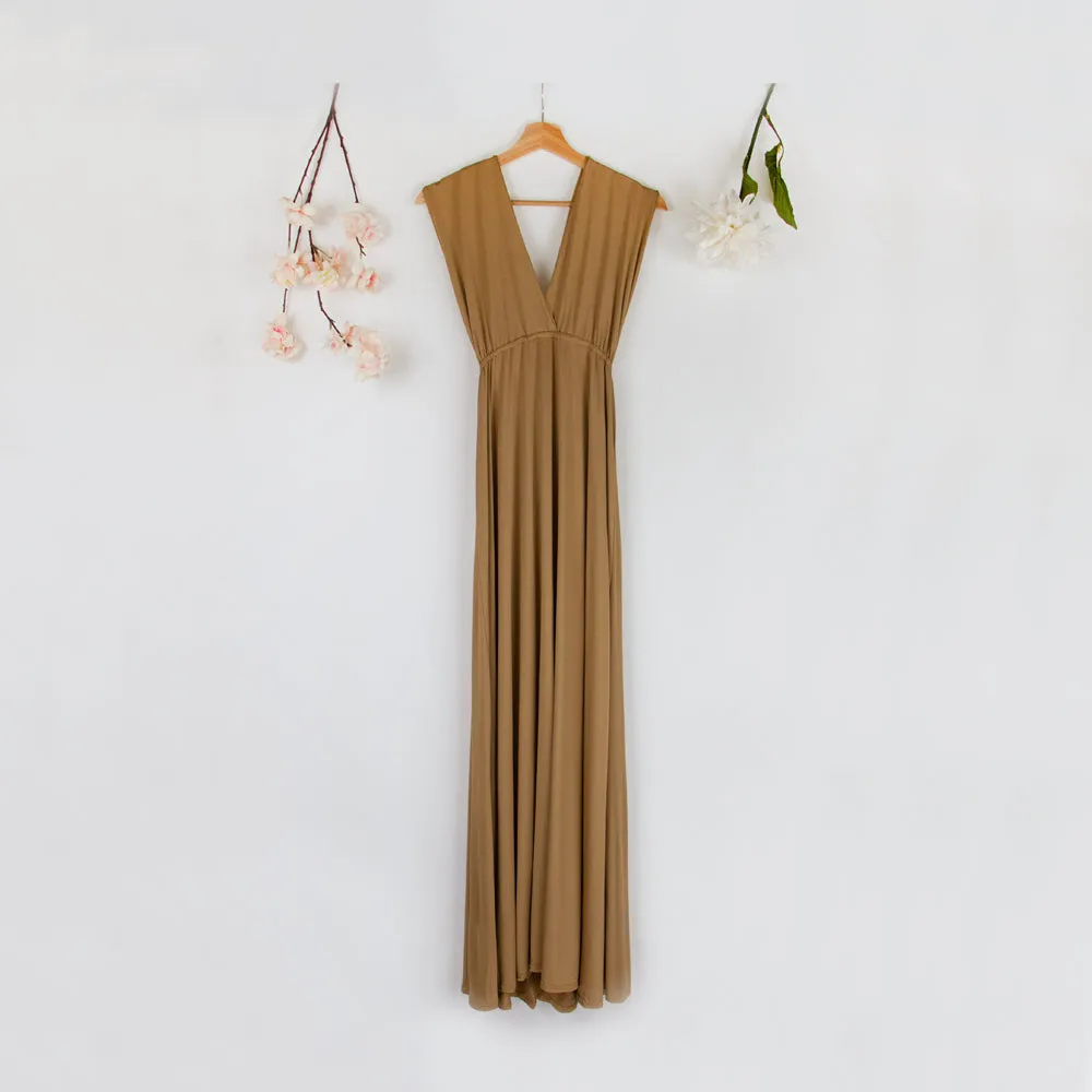 Brown Bridesmaid Wrap Dress