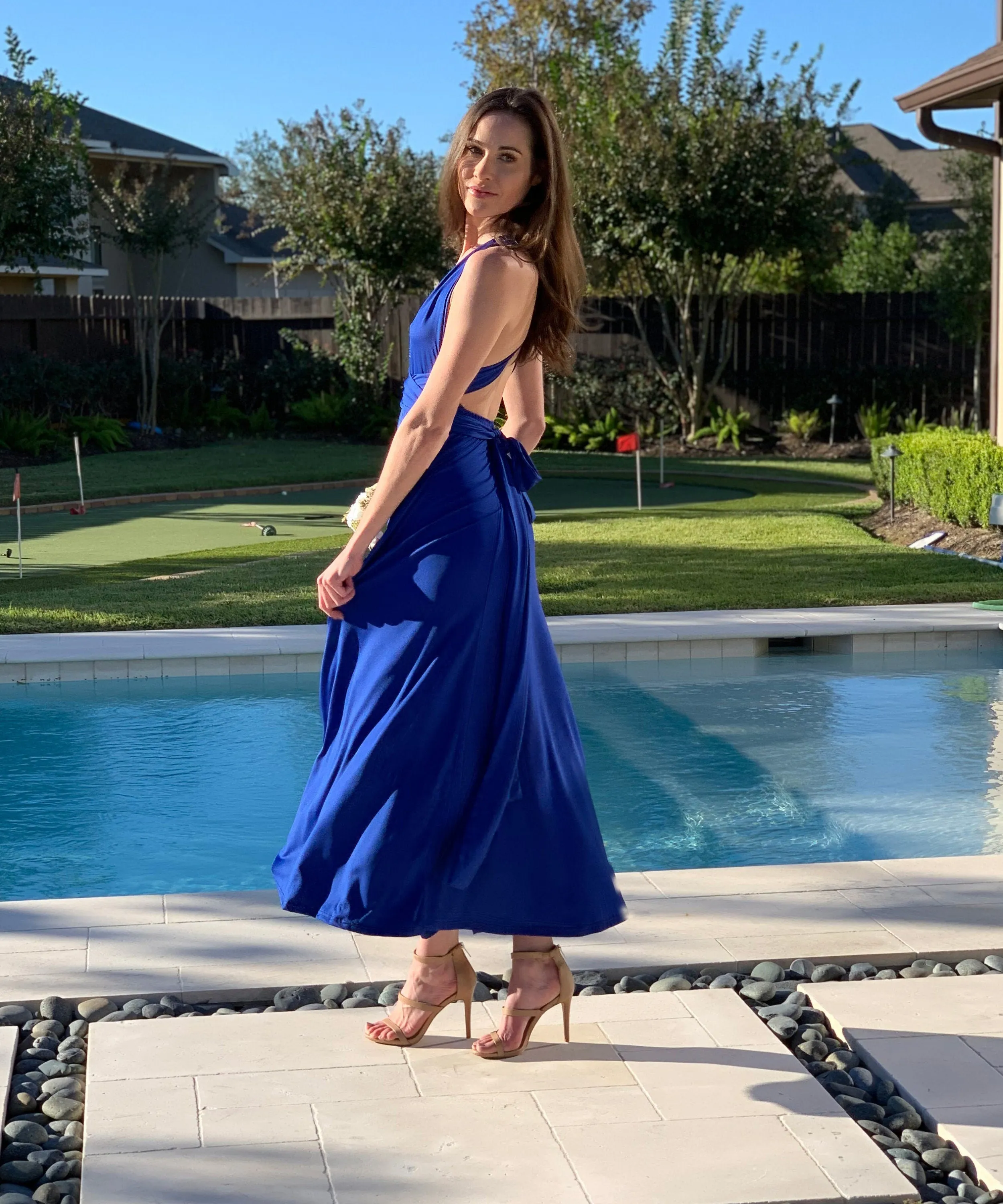Brown Bridesmaid Wrap Dress