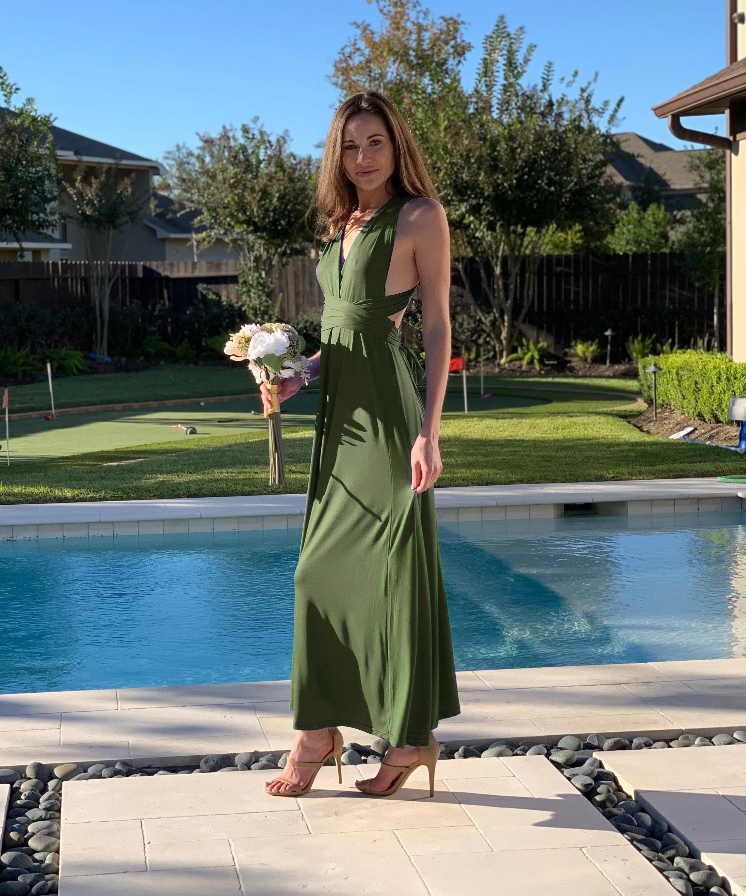 Brown Bridesmaid Wrap Dress