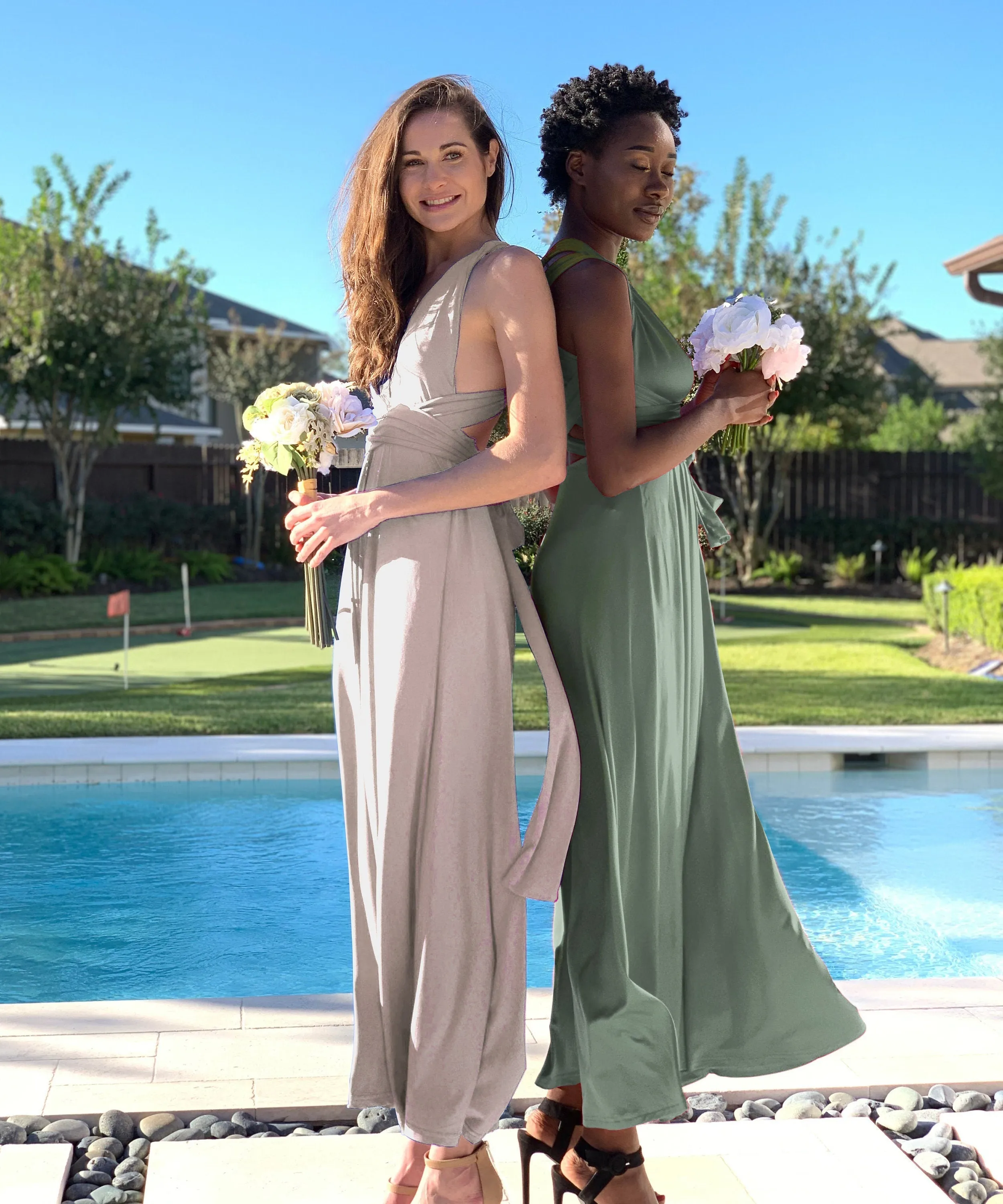Brown Bridesmaid Wrap Dress