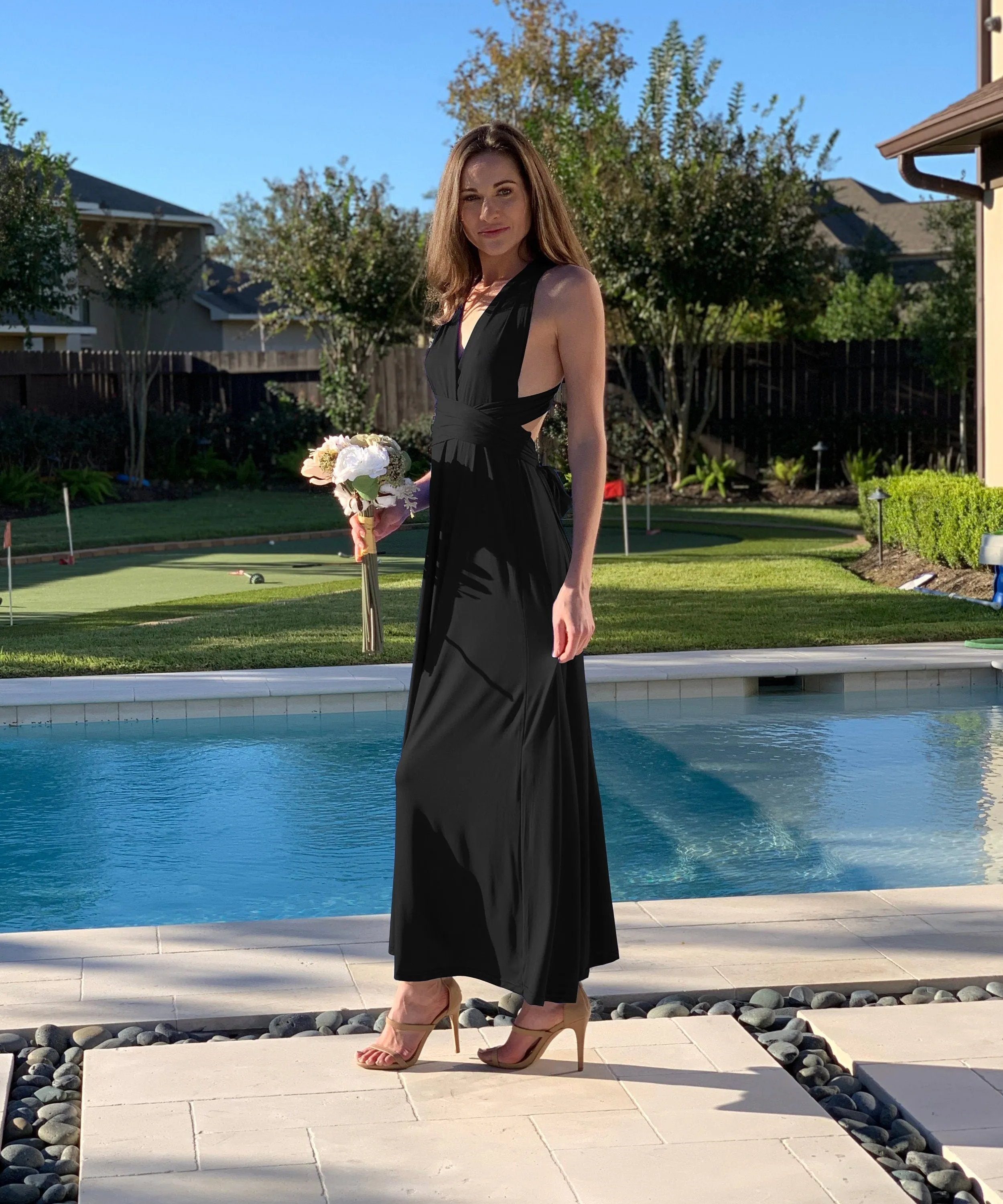 Brown Bridesmaid Wrap Dress