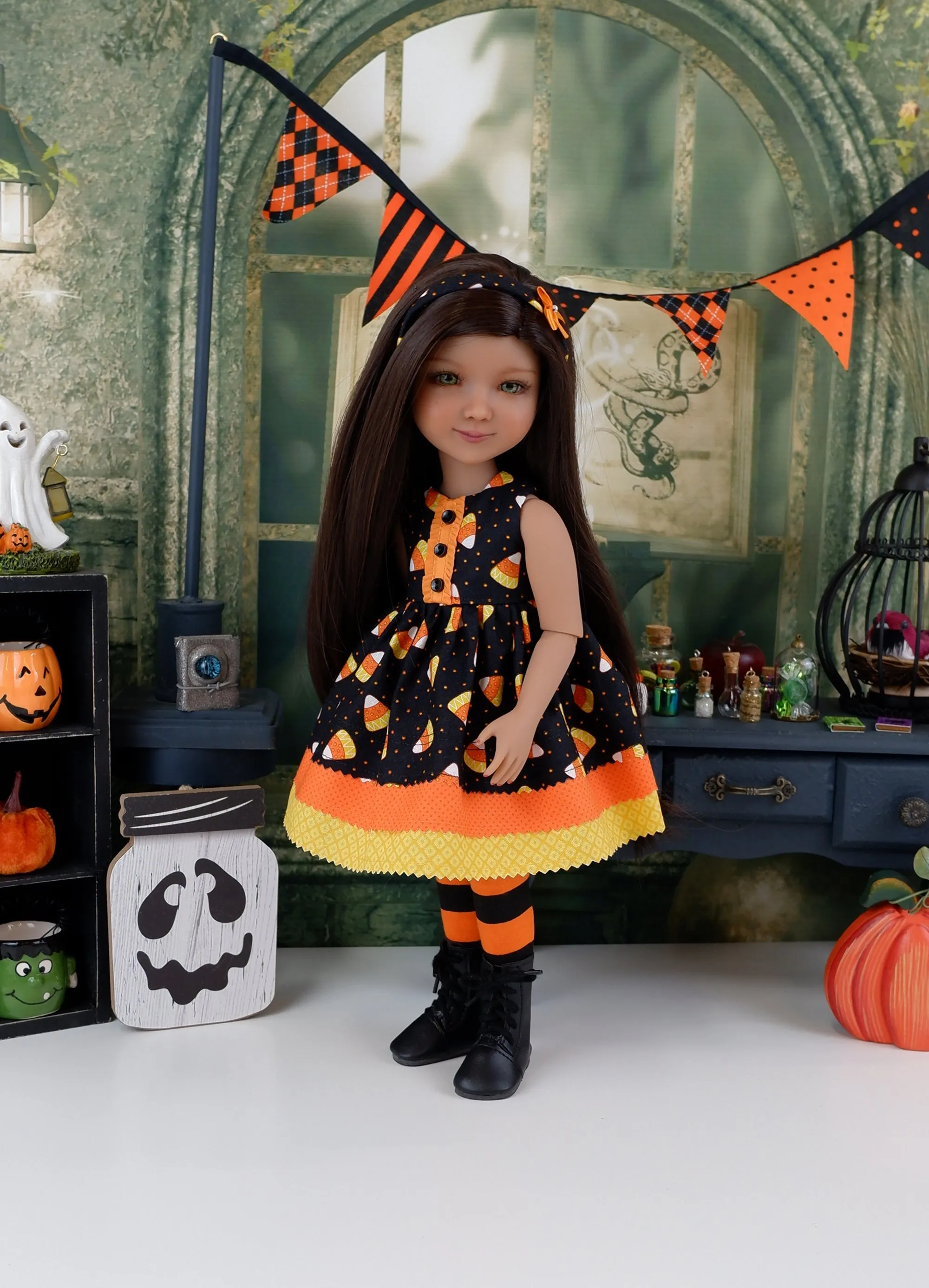 Candy Corn - dress with boots for Ruby Red Fashion Friends doll