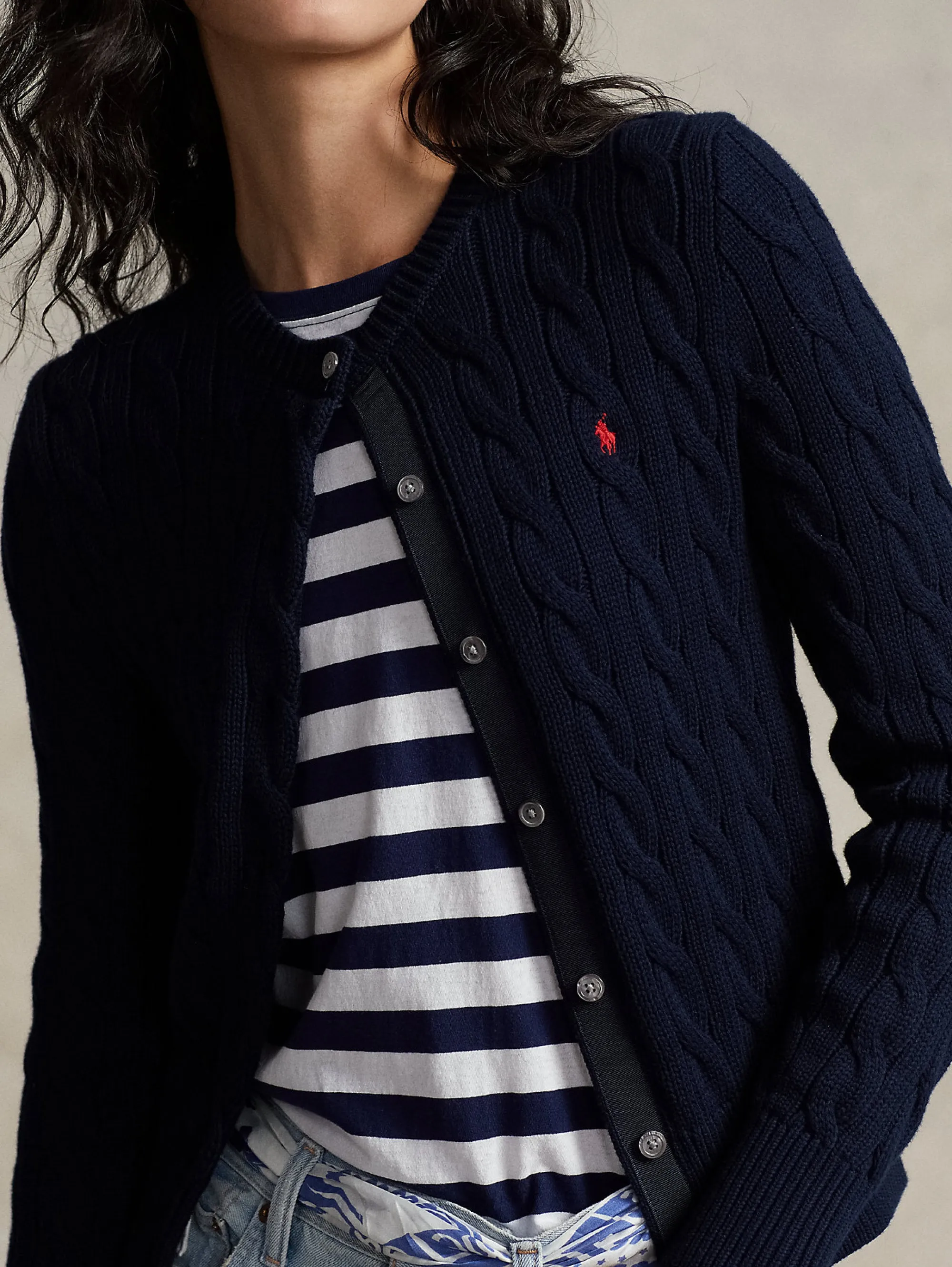 Cardigan a Trecce Blu Navy