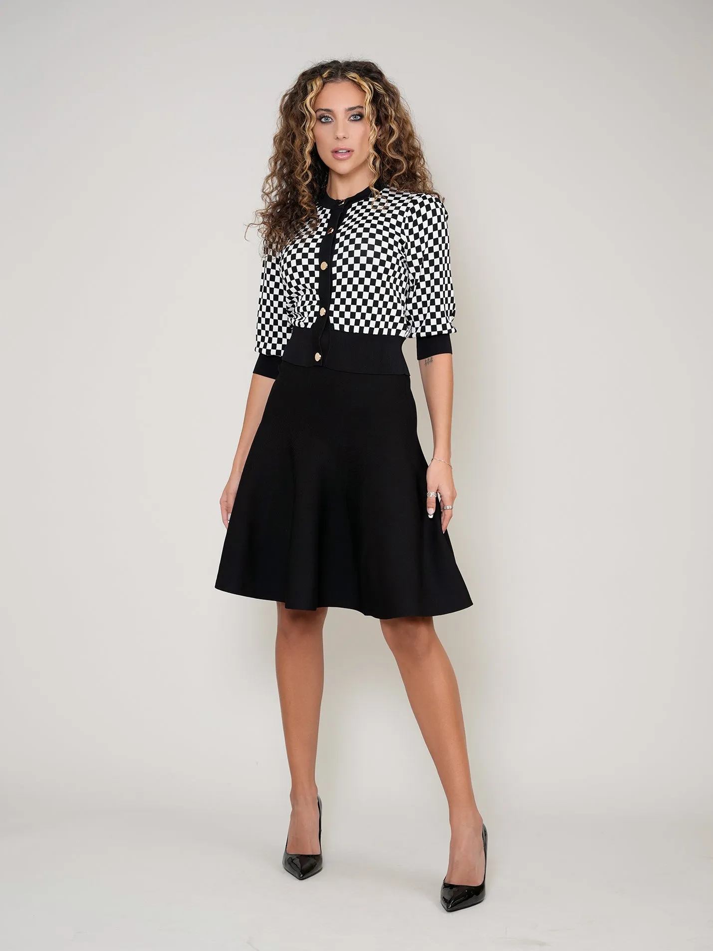 Checked Cardigan