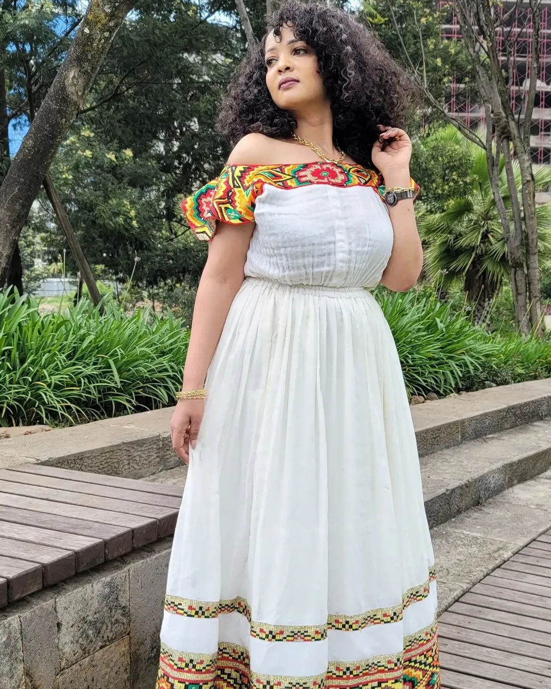 Contemporary Look with Traditional Ethiopian Dress: Handwoven Intricate Design Habesha Dress Vibrant Habesha Kemis