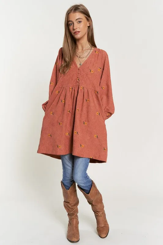 Corduroy Fabric | Mini Dress