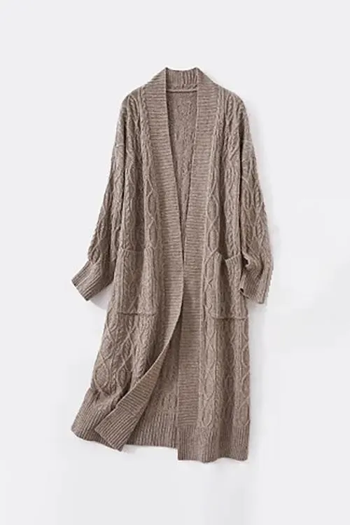 Cozy Cable Knit Duster Cardigan with Side Pockets