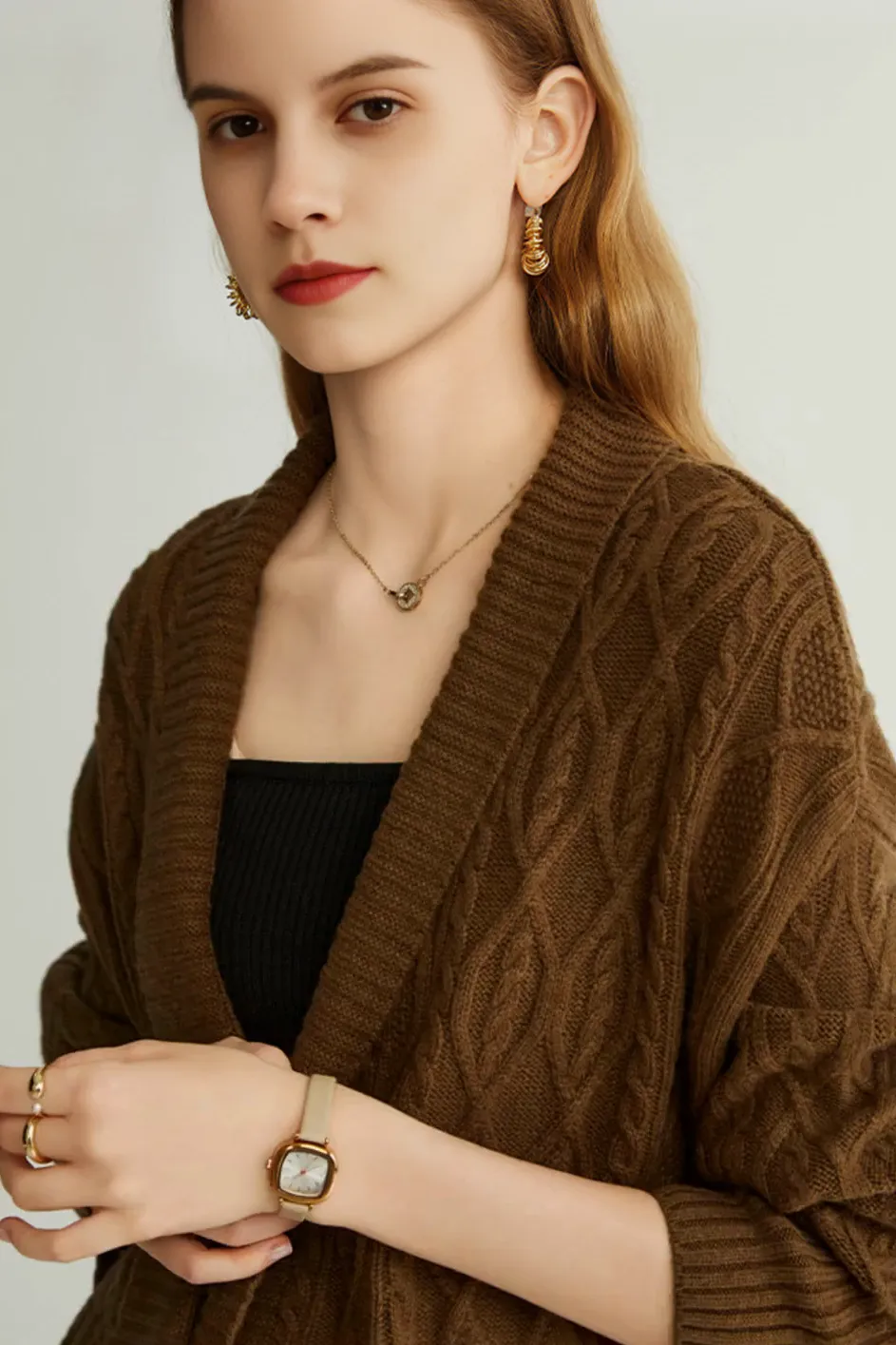 Cozy Cable Knit Duster Cardigan with Side Pockets