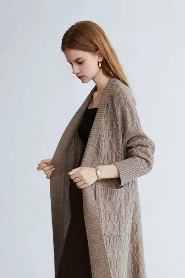 Cozy Cable Knit Duster Cardigan with Side Pockets