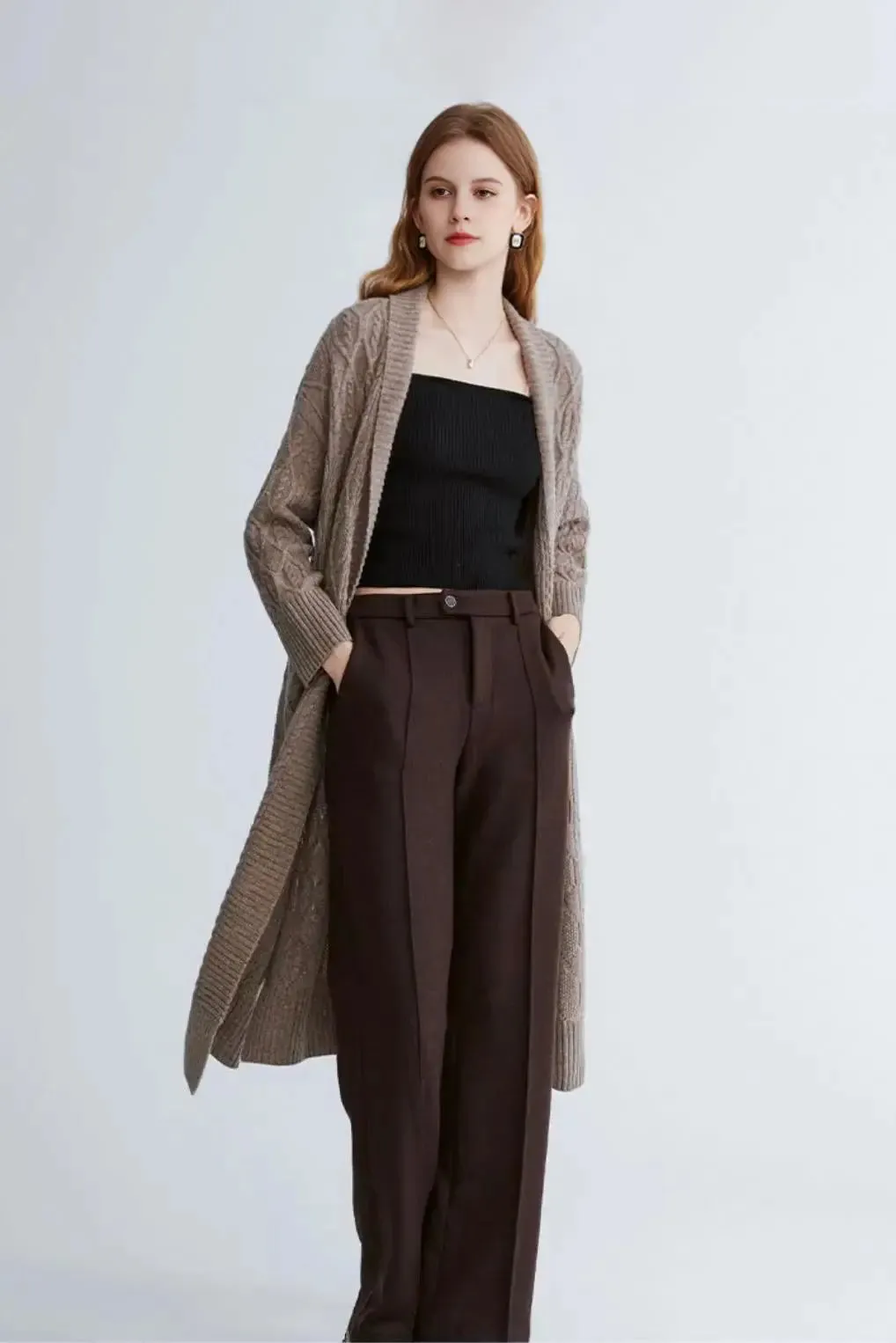Cozy Cable Knit Duster Cardigan with Side Pockets