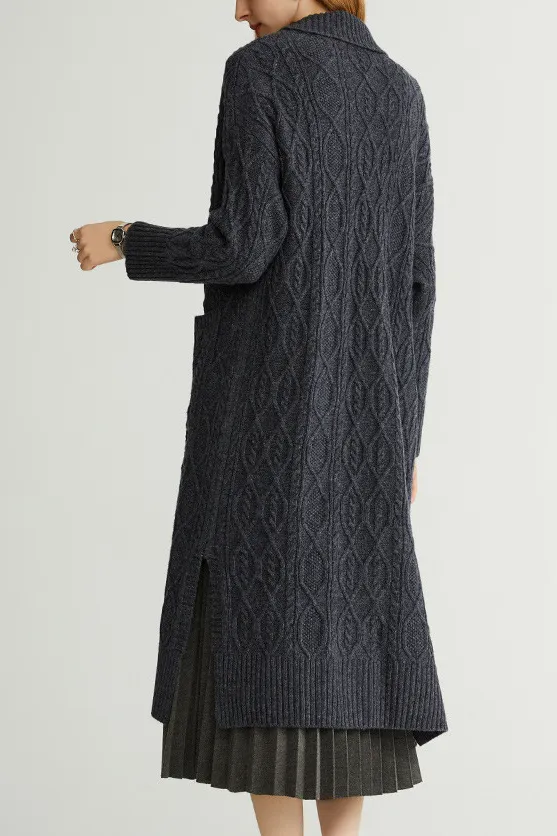 Cozy Cable Knit Duster Cardigan with Side Pockets
