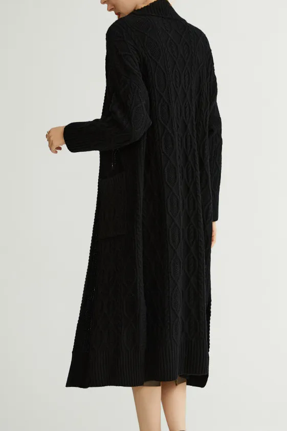 Cozy Cable Knit Duster Cardigan with Side Pockets