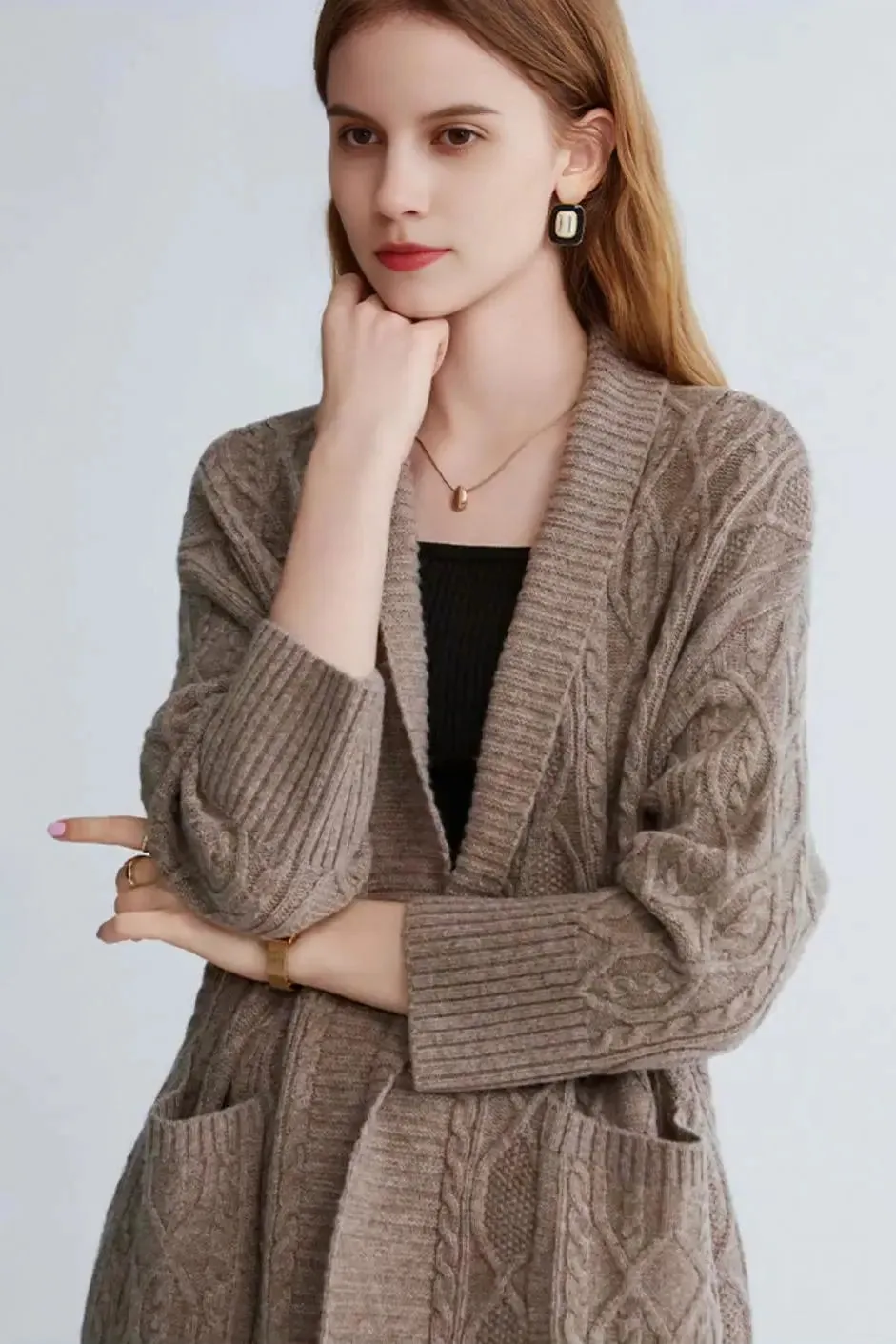 Cozy Cable Knit Duster Cardigan with Side Pockets