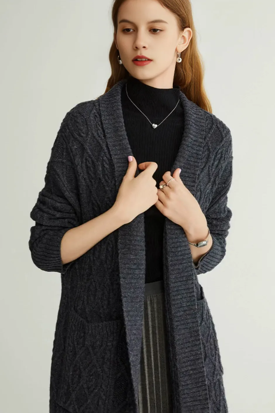 Cozy Cable Knit Duster Cardigan with Side Pockets