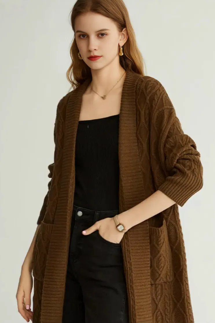Cozy Cable Knit Duster Cardigan with Side Pockets