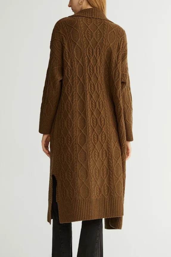 Cozy Cable Knit Duster Cardigan with Side Pockets