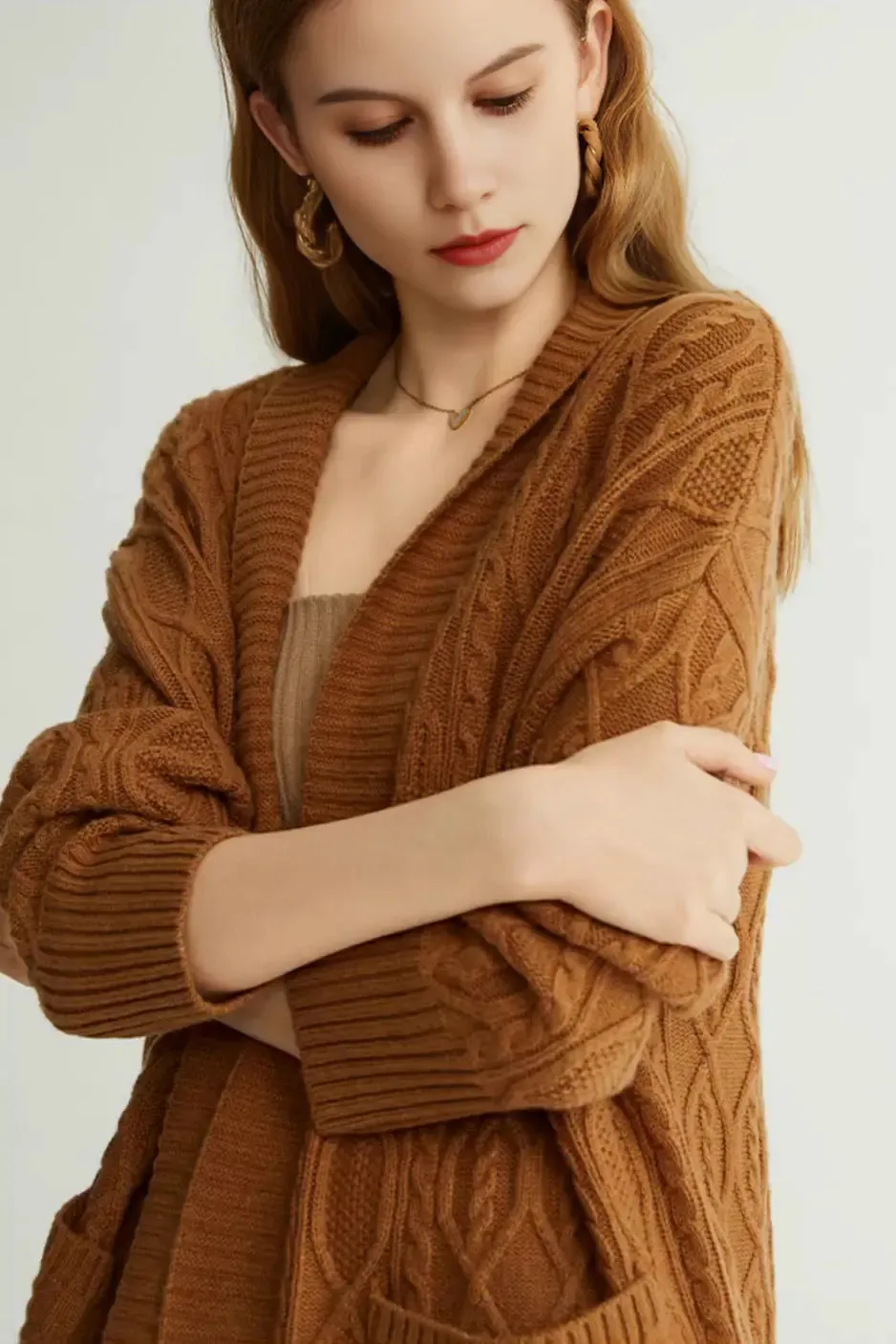 Cozy Cable Knit Duster Cardigan with Side Pockets