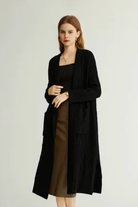 Cozy Cable Knit Duster Cardigan with Side Pockets