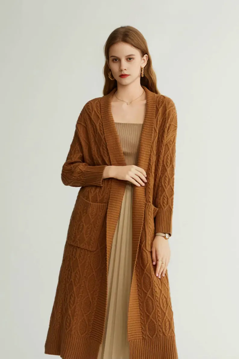 Cozy Cable Knit Duster Cardigan with Side Pockets