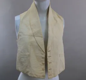 Early 19C Antique mens waistcoat C 1820 white ribbed cotton XS