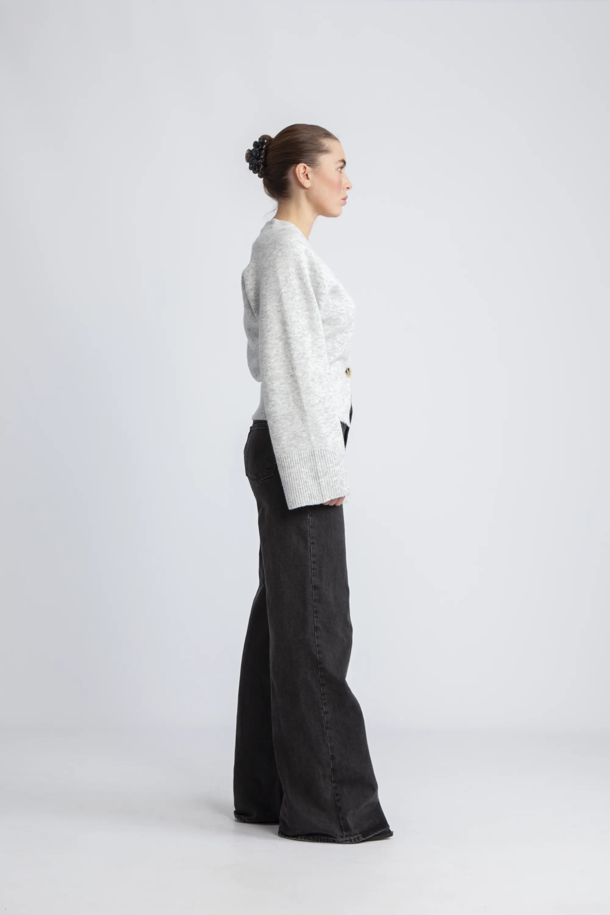 Elisabeth Knit Cardigan - Light Grey Melange