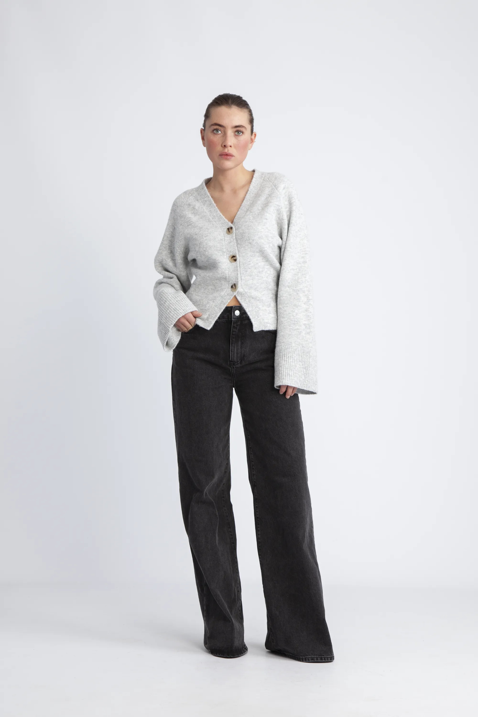Elisabeth Knit Cardigan - Light Grey Melange