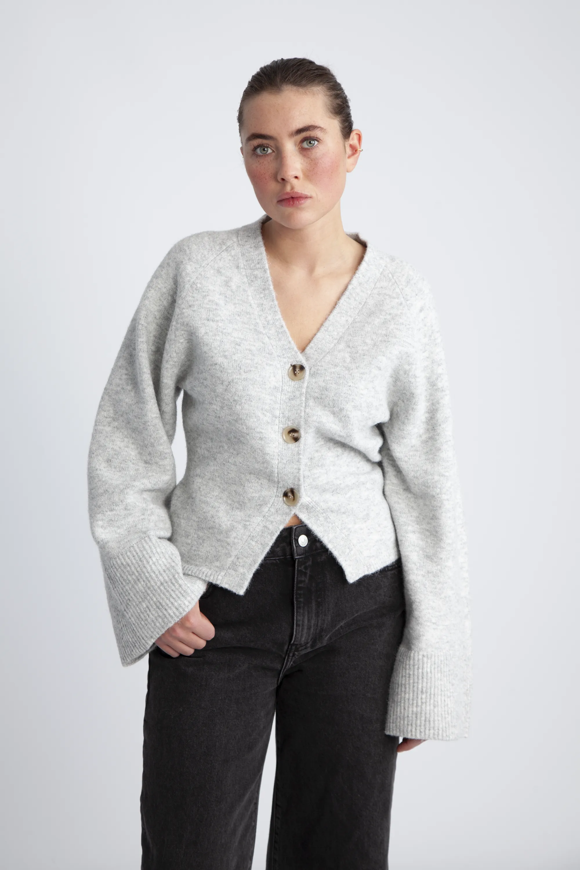 Elisabeth Knit Cardigan - Light Grey Melange